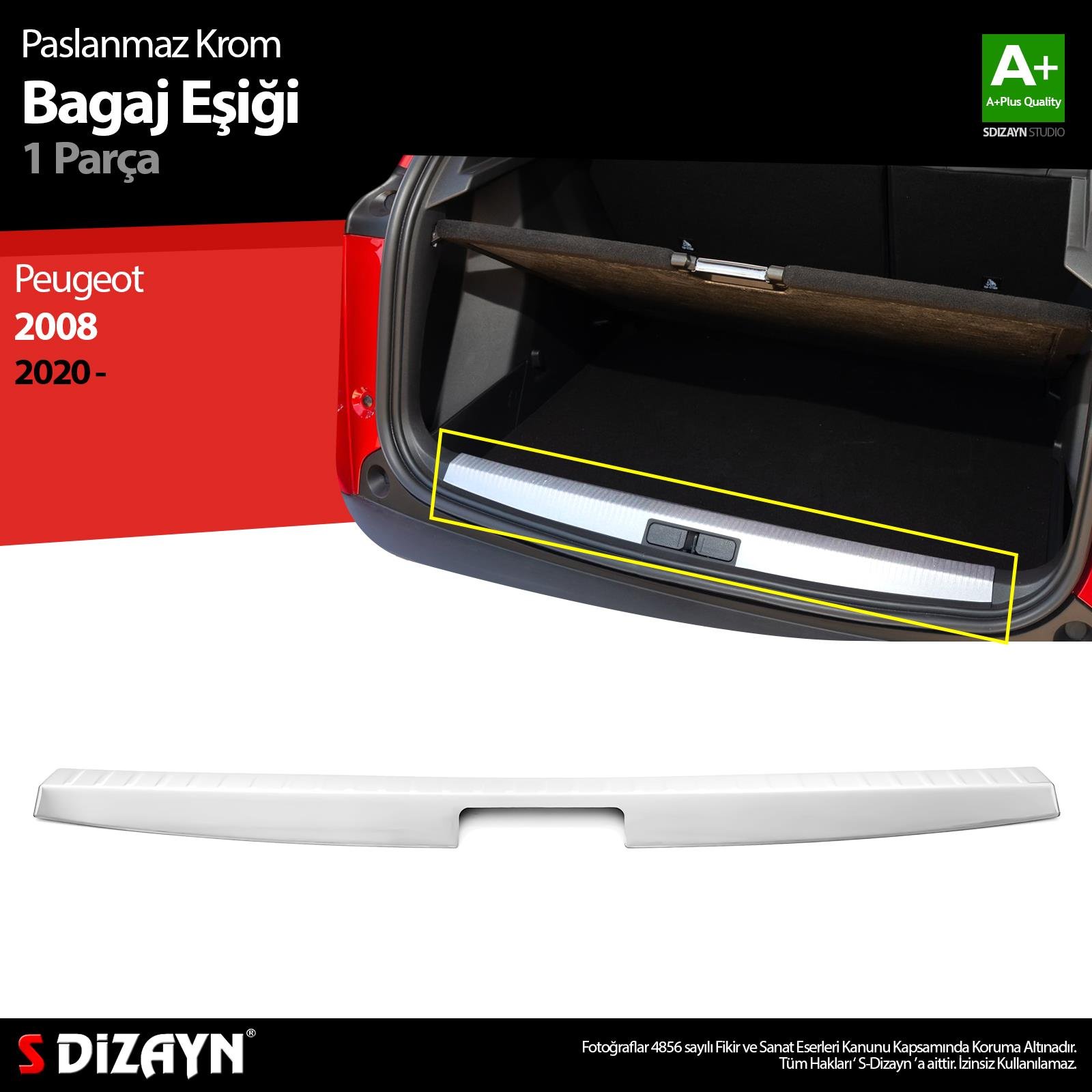 S-Dizayn Peugeot 2008 Krom Bagaj Eşiği 2020-2023
