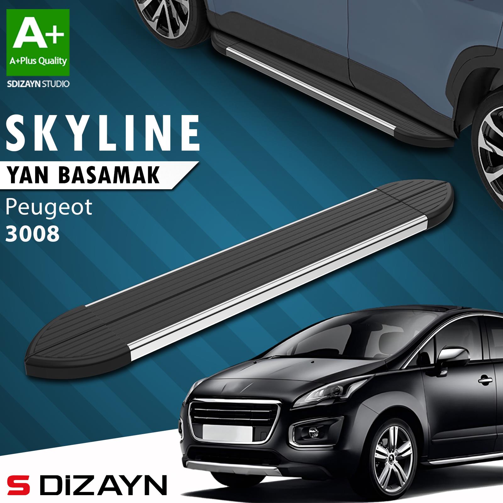 S-Dizayn Peugeot 3008 Skyline Krom Yan Basamak 183 Cm 2009-2013 A+ Kalite