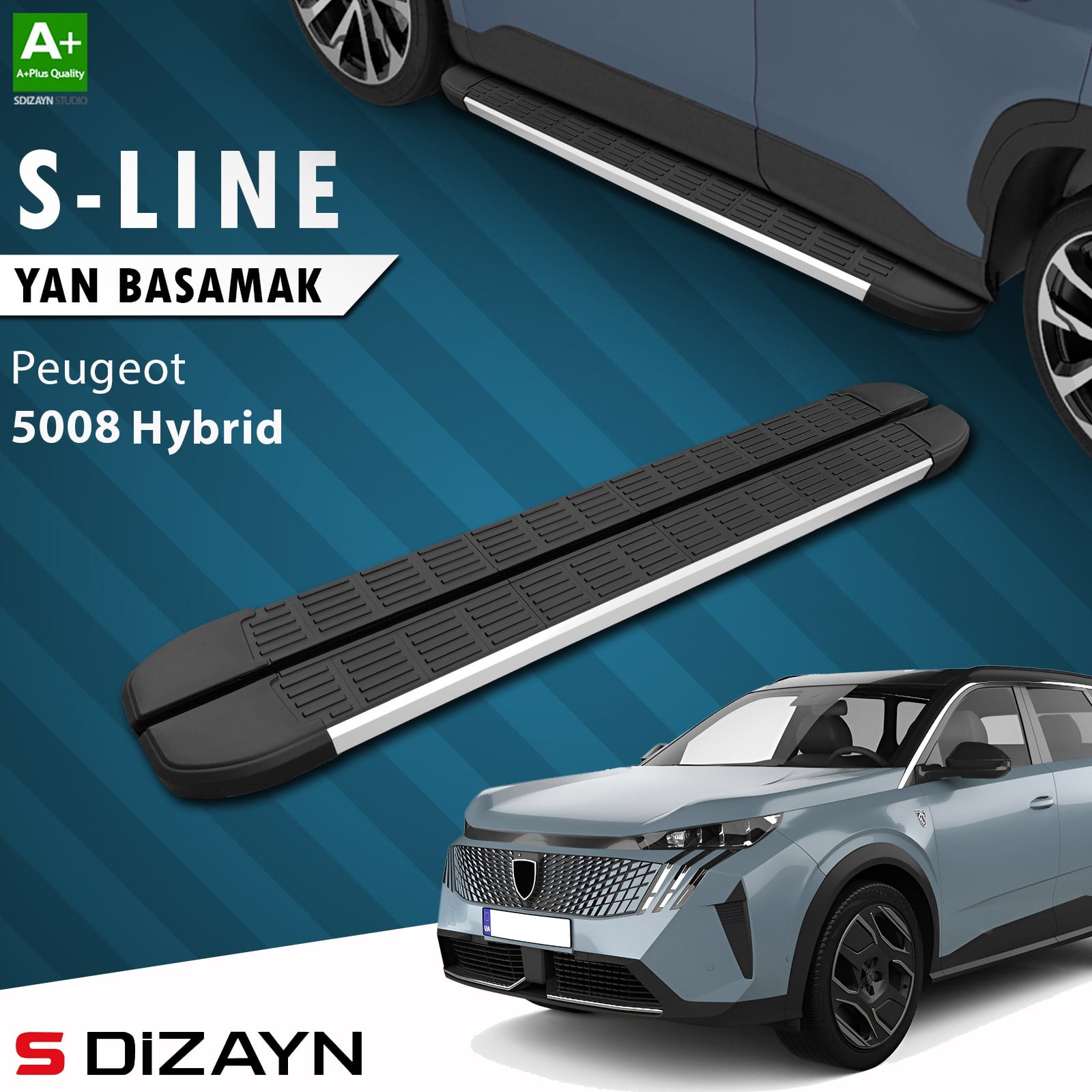 S-Dizayn Peugeot 5008 3 Hybrid S-Line Aluminyum Yan Basamak 183 Cm 2024 Üzeri A+ Kalite