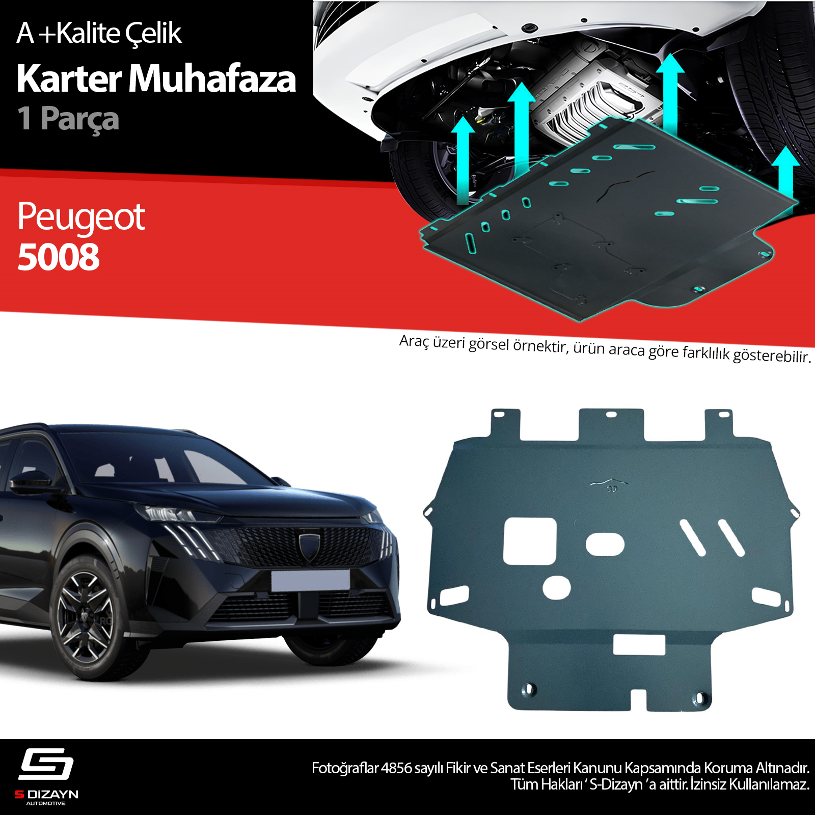 S-Dizayn Peugeot 5008 Çelik Karter Muhafaza Koruma 2024 Üzeri A+ Kalite