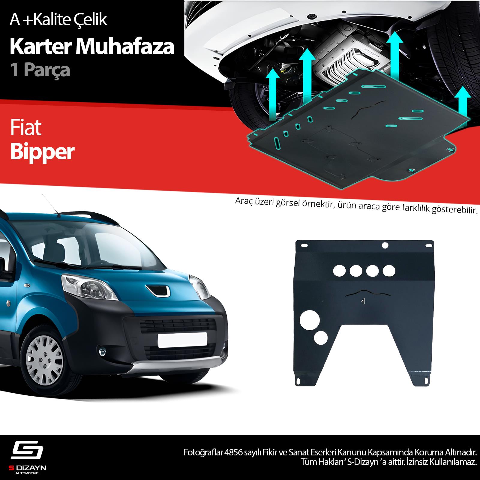 S-Dizayn Peugeot Bipper Çelik Karter Muhafaza Koruma 2007-2017 A+ Kalite