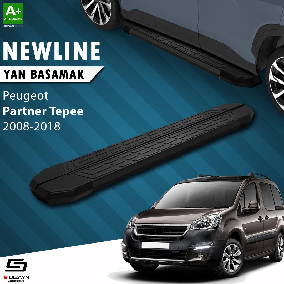 S-Dizayn Peugeot Partner 2 Tepee NewLine Siyah Yan Basamak 193 Cm 2008-2018 A+ Kalite
