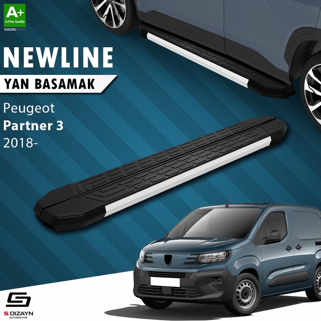 S-Dizayn Peugeot Partner 3 Uzun Şase NewLine Aluminyum Yan Basamak 213 Cm 2018 Üzeri A+ Kalite