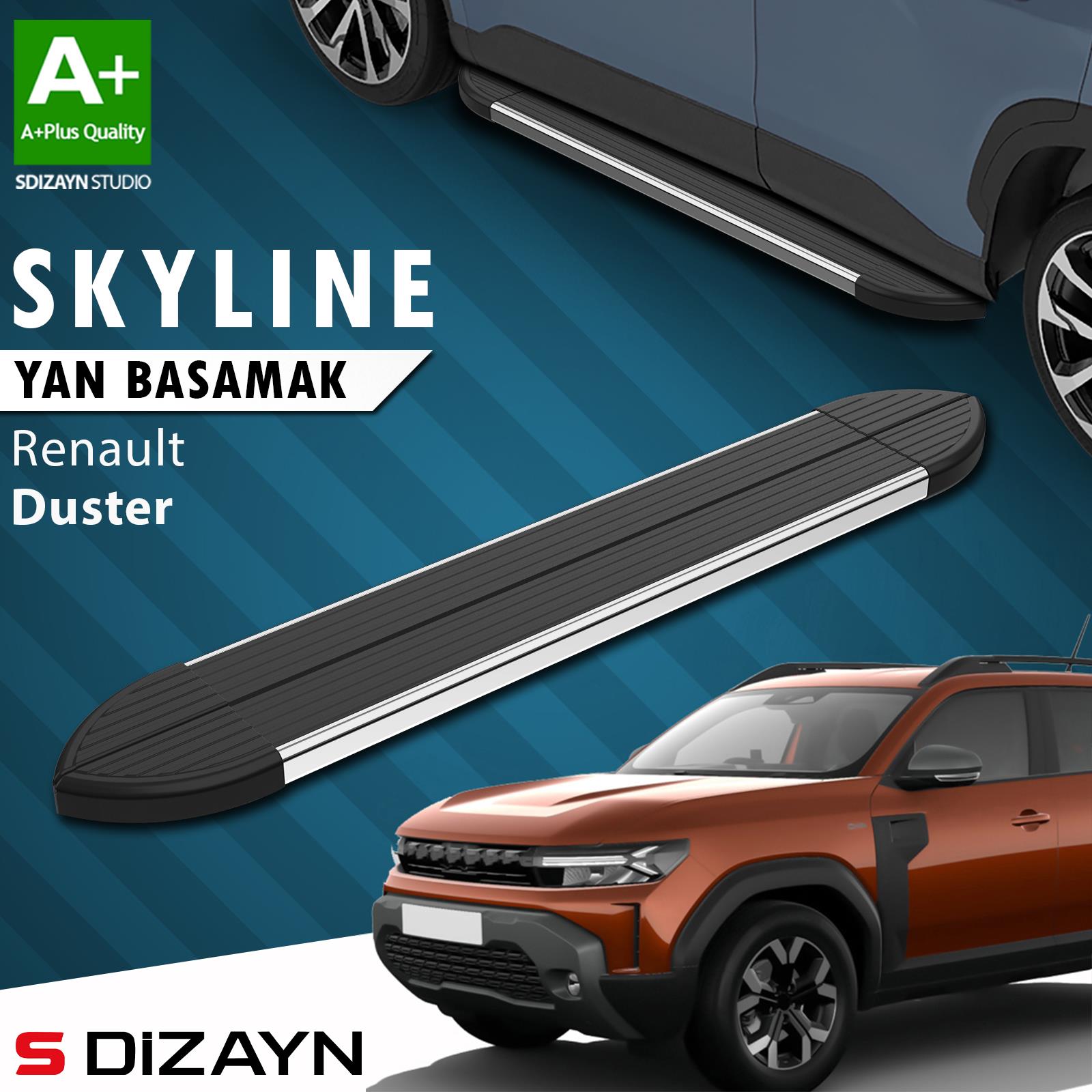 S-Dizayn Renault Duster 3 Skyline Krom Yan Basamak 183 Cm 2024 Üzeri A+ Kalite