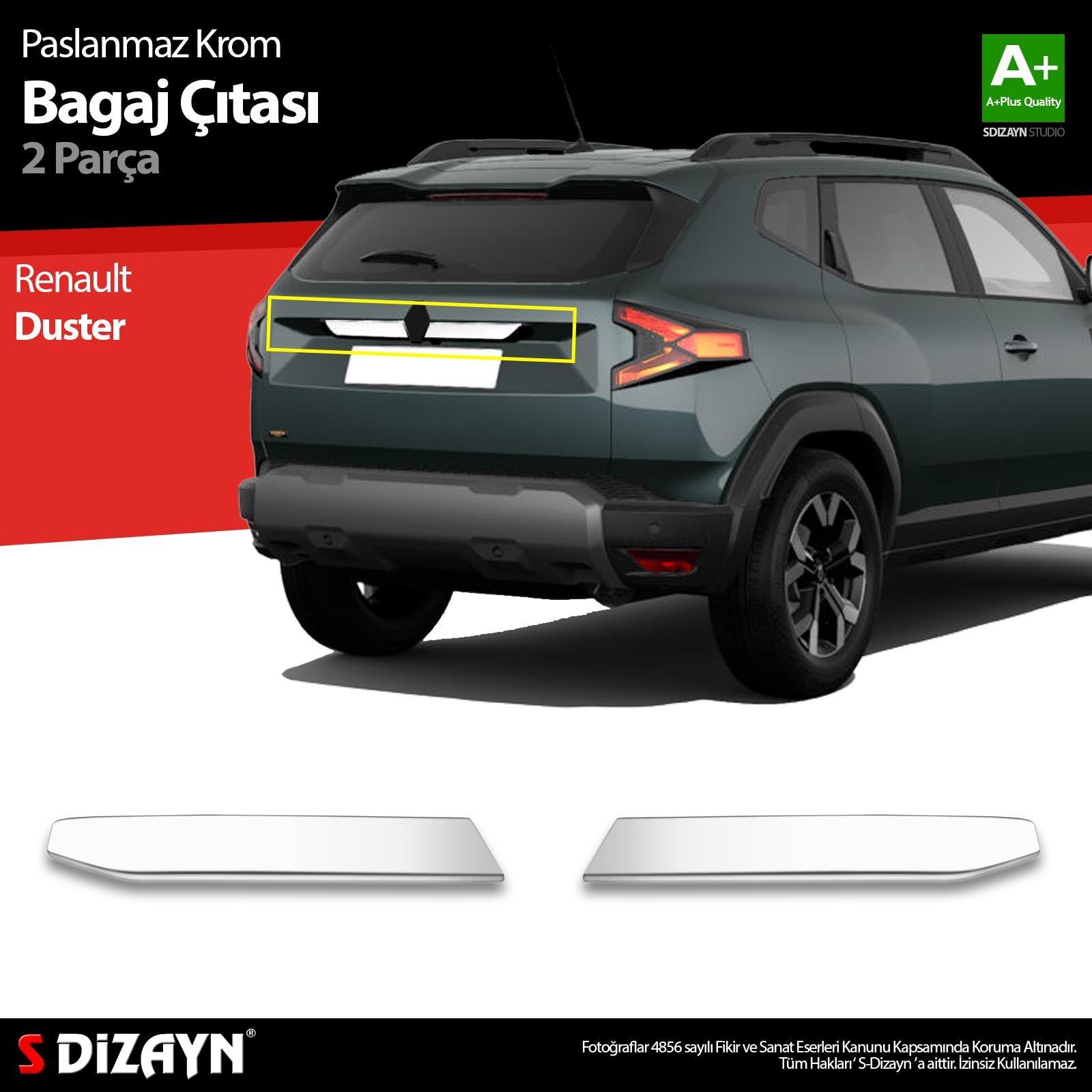 S-Dizayn Renault Duster Krom Bagaj Çıtası 2 Prç. 2024 Üzeri A+ Kalite