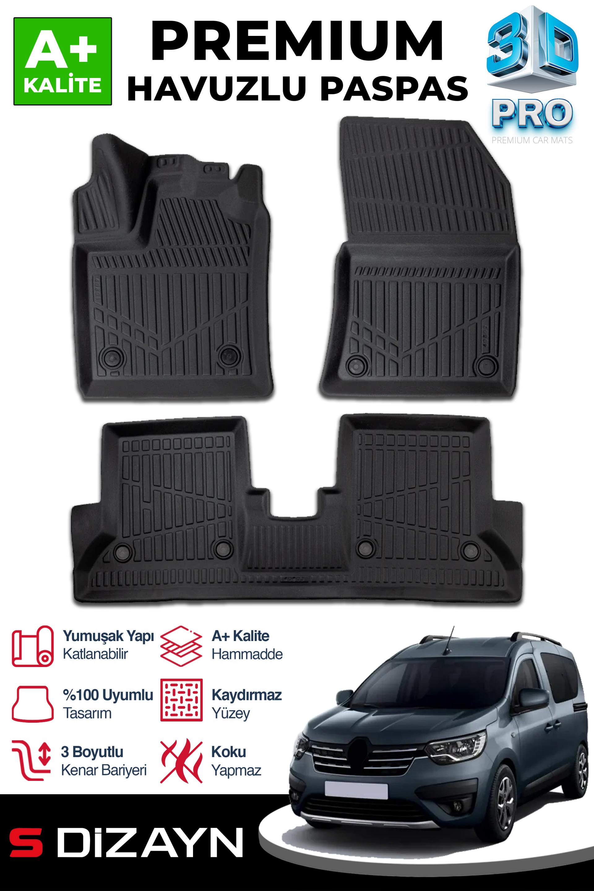 S-Dizayn Renault Express Camlıvan 3D Pro Havuzlu Paspas 2021 Üzeri A+ Kalite