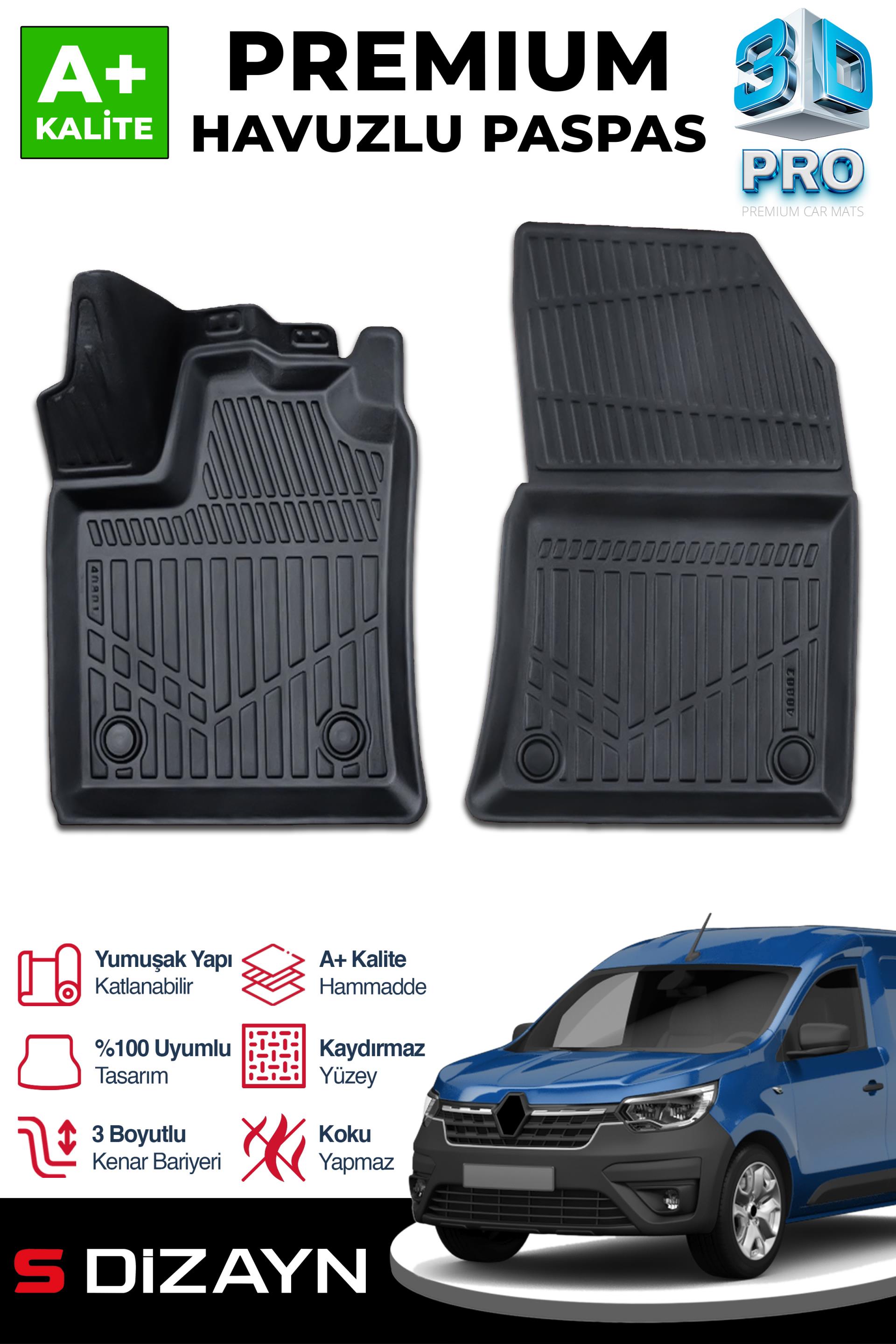 S-Dizayn Renault Express Panelvan 3D Pro Havuzlu Paspas Ön 2'Li 2021 Üzeri A+ Kalite