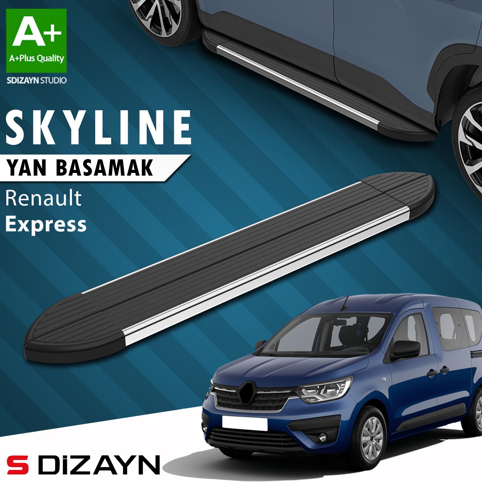 S-Dizayn Renault Express Skyline Krom Yan Basamak 203 Cm 2021 Üzeri A+ Kalite