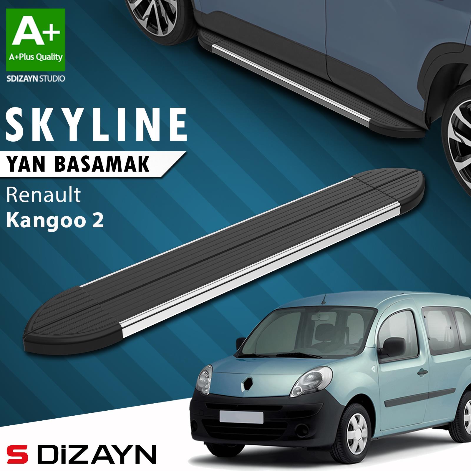 S-Dizayn Renault Kangoo 2 Skyline Krom Yan Basamak 193 Cm 2008-2020 A+ Kalite