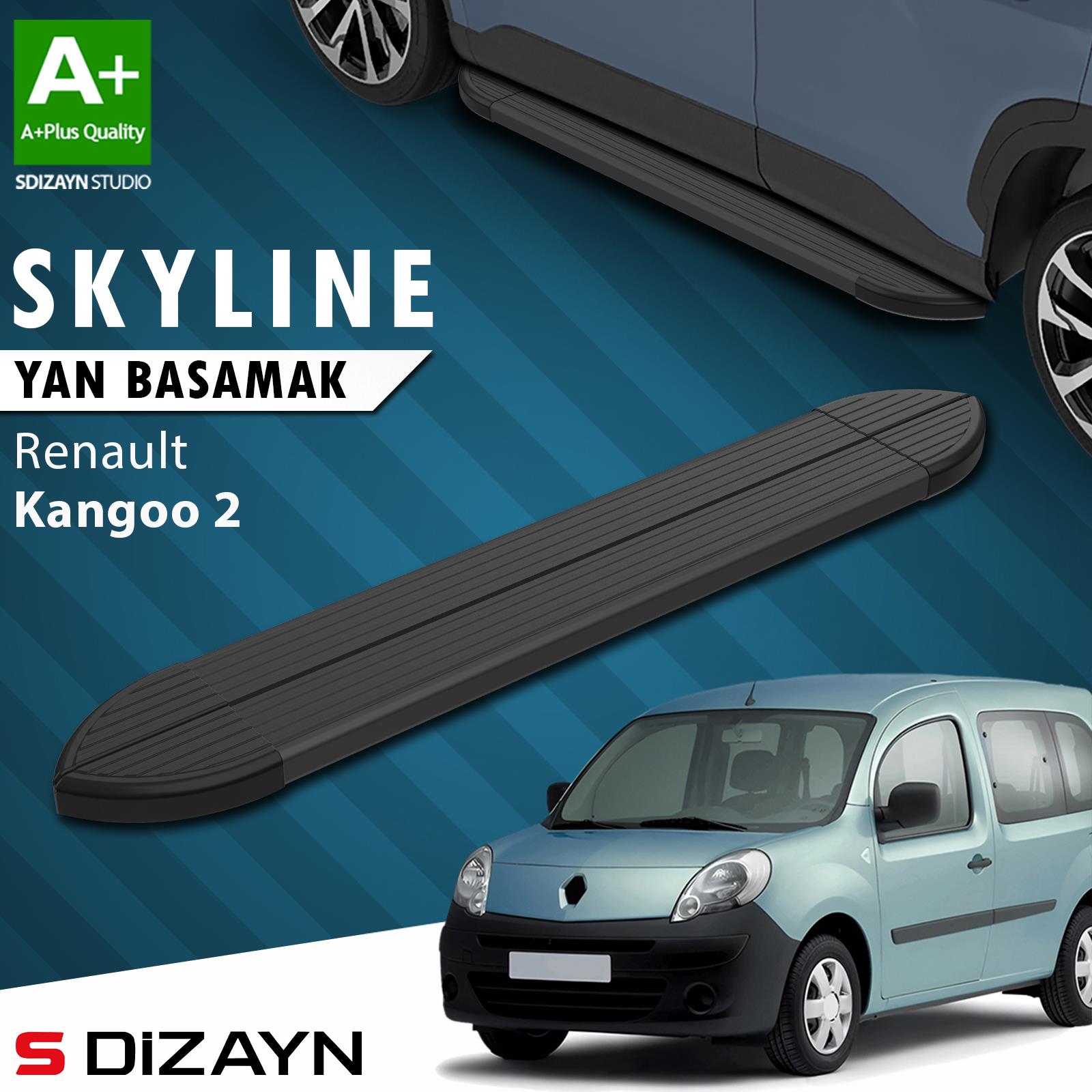 S-Dizayn Renault Kangoo 2 Skyline Siyah Yan Basamak 193 Cm 2008-2020 A+ Kalite
