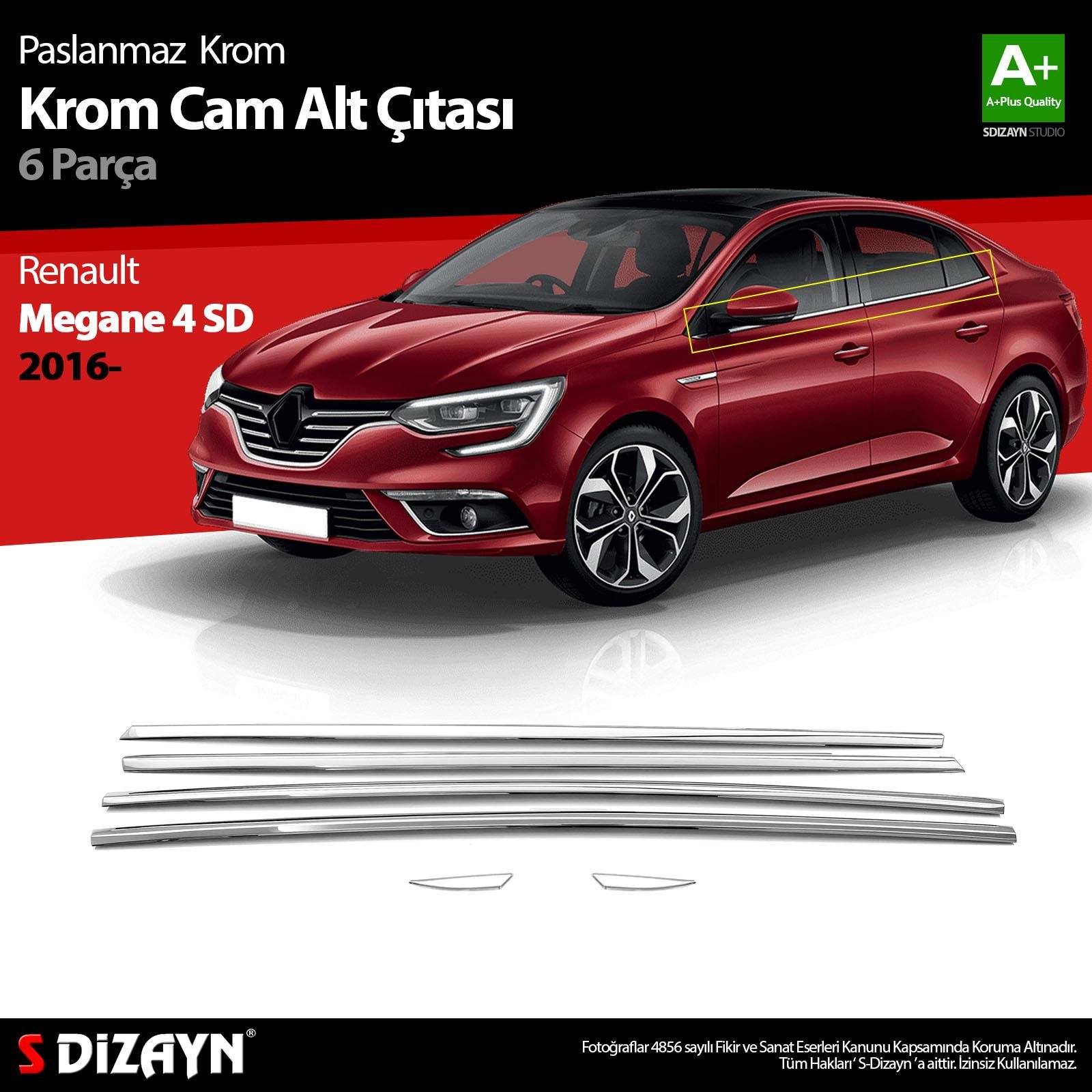 S-Dizayn Renault Megane 4 SD Krom Cam Çıtası 6 Prç. 2016 Üzeri