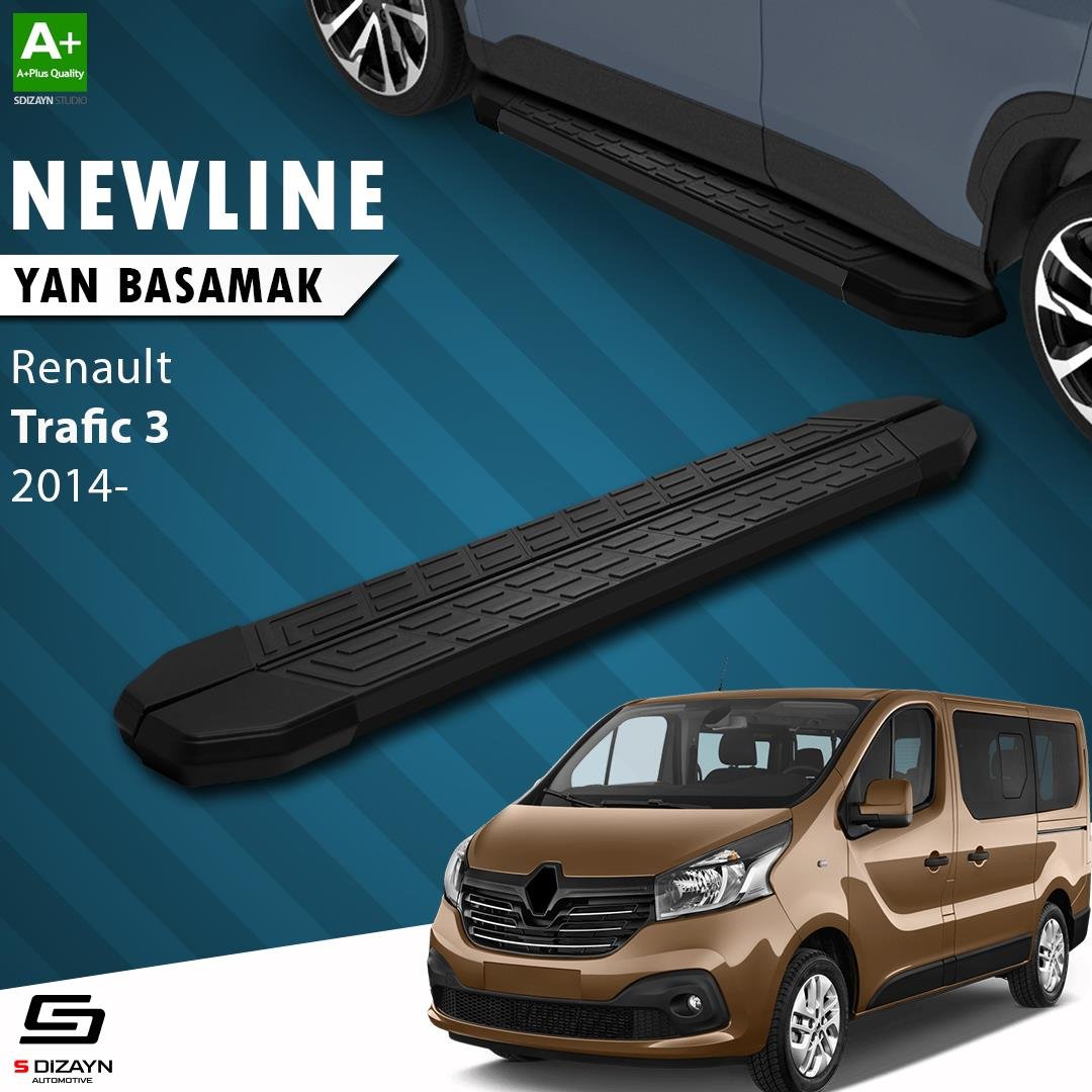 S-Dizayn Renault Trafic 3 Kısa Şase NewLine Siyah Yan Basamak 223 Cm 2014-2020 A+ Kalite
