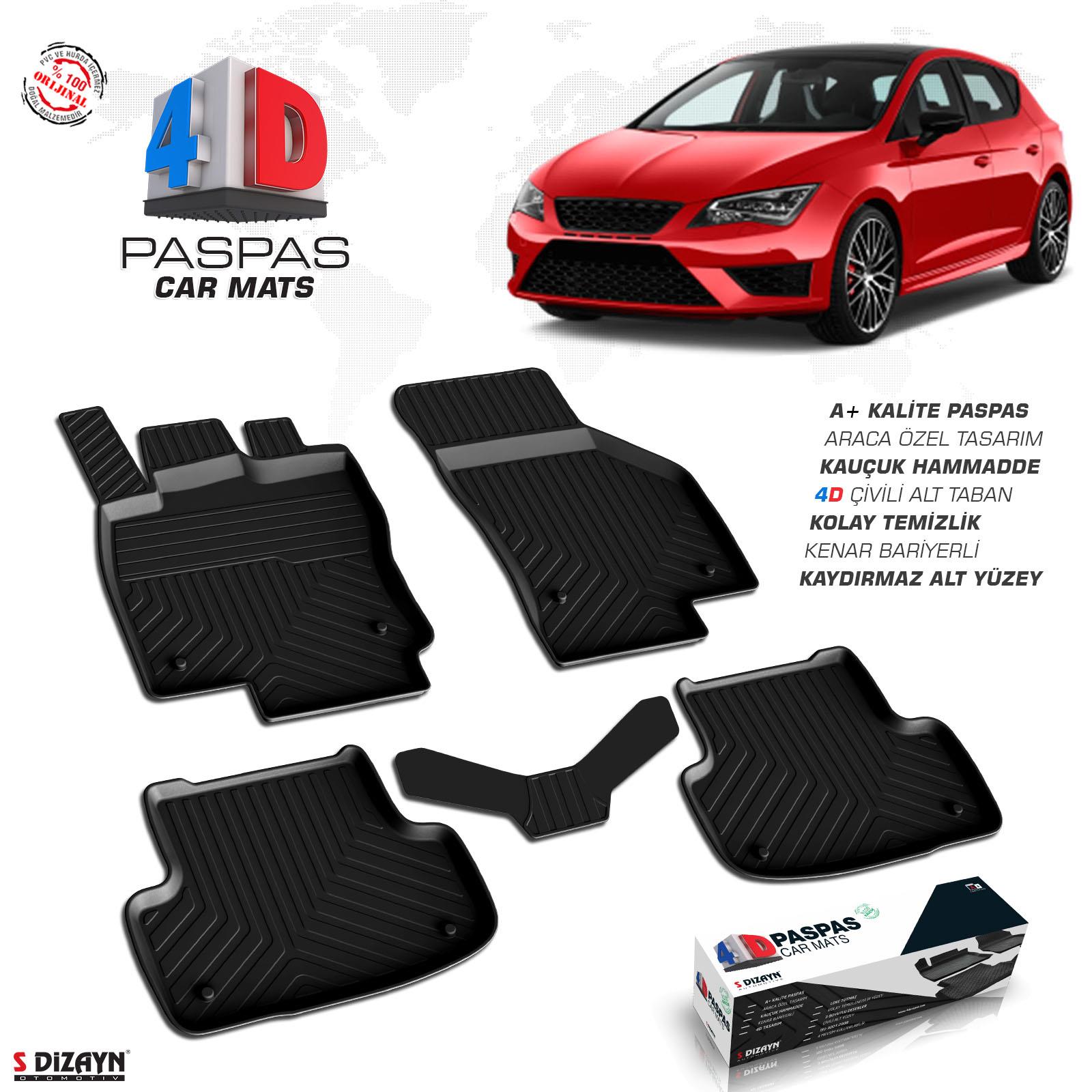 S-Dizayn Seat Leon 4D Havuzlu Paspas 2013-2020 A+Kalite