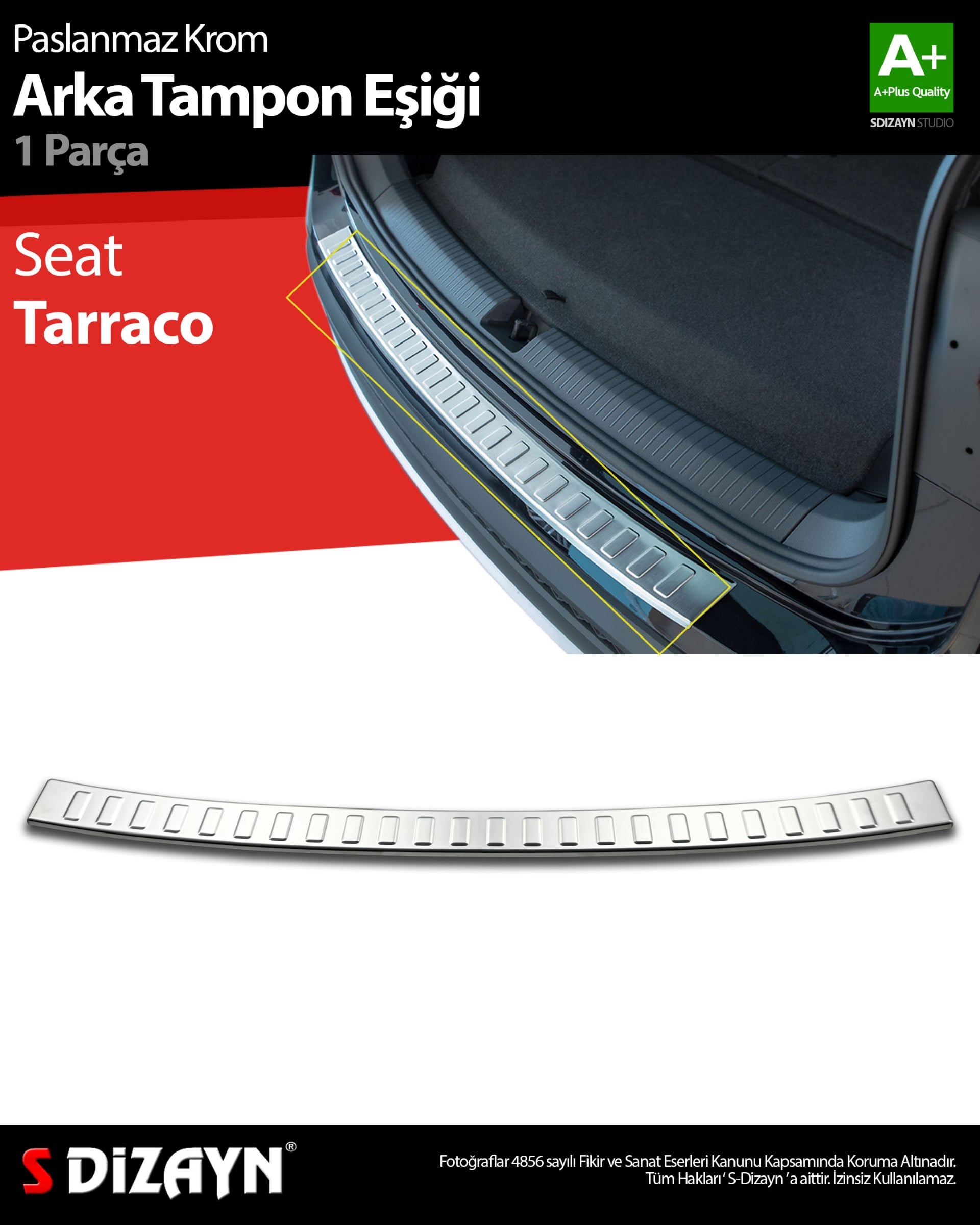 S-Dizayn Seat Tarraco Krom Arka Tampon Eşiği 2018 Üzeri