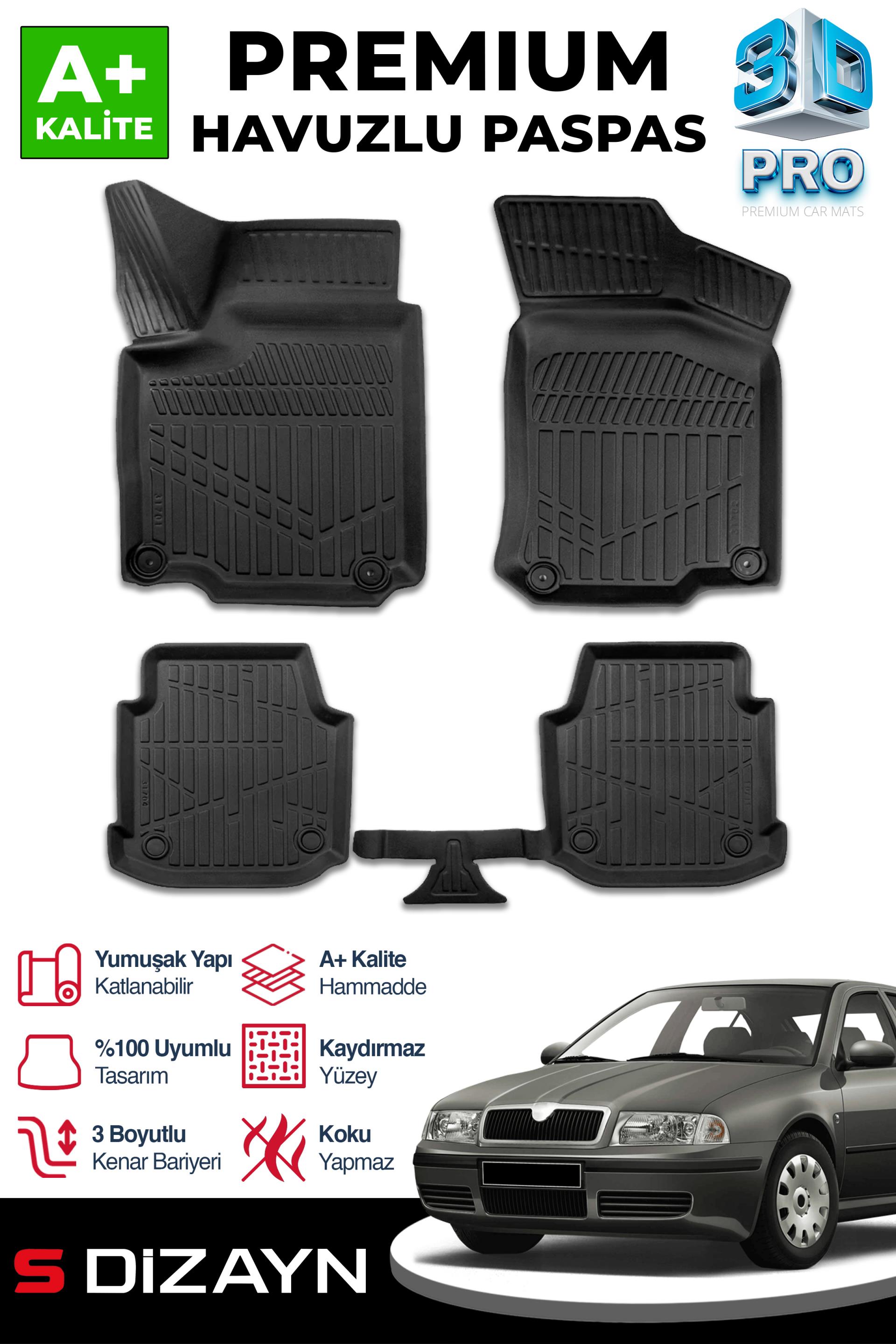 S-Dizayn Skoda Octavıa 3D Pro Havuzlu Paspas 1996-2004 A+ Kalite