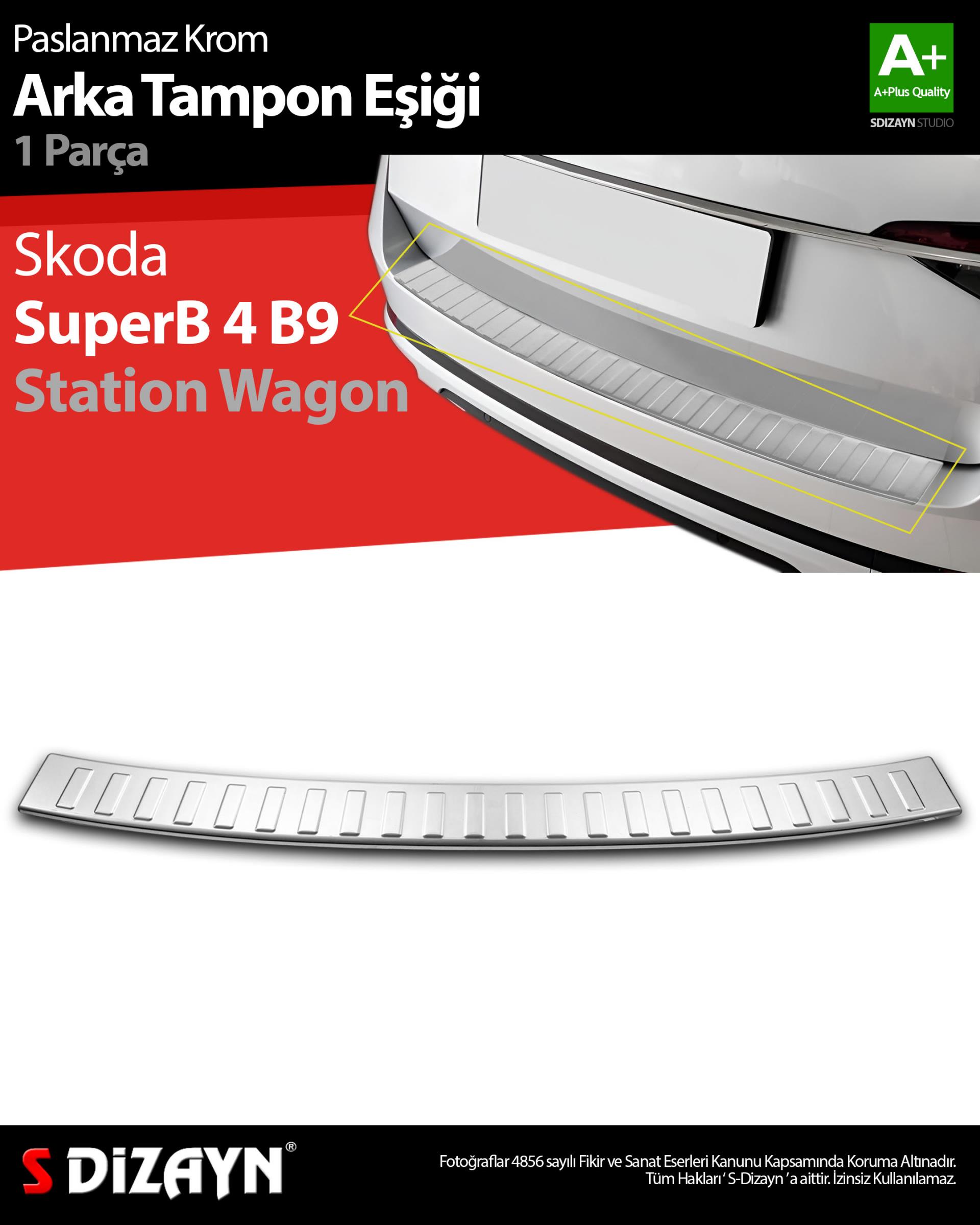 S-Dizayn Skoda SuperB B8 Makyajlı SW Krom Arka Tampon Eşiği 2019-2023