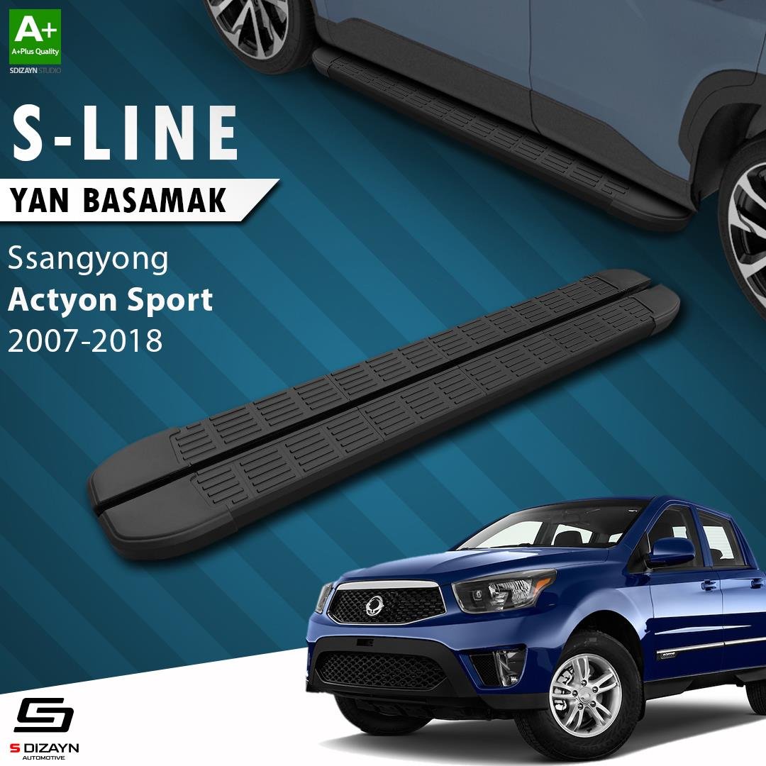 S-Dizayn Ssangyong Actyon Sports S-Line Siyah Yan Basamak 203 Cm 2007-2018 A+ Kalite