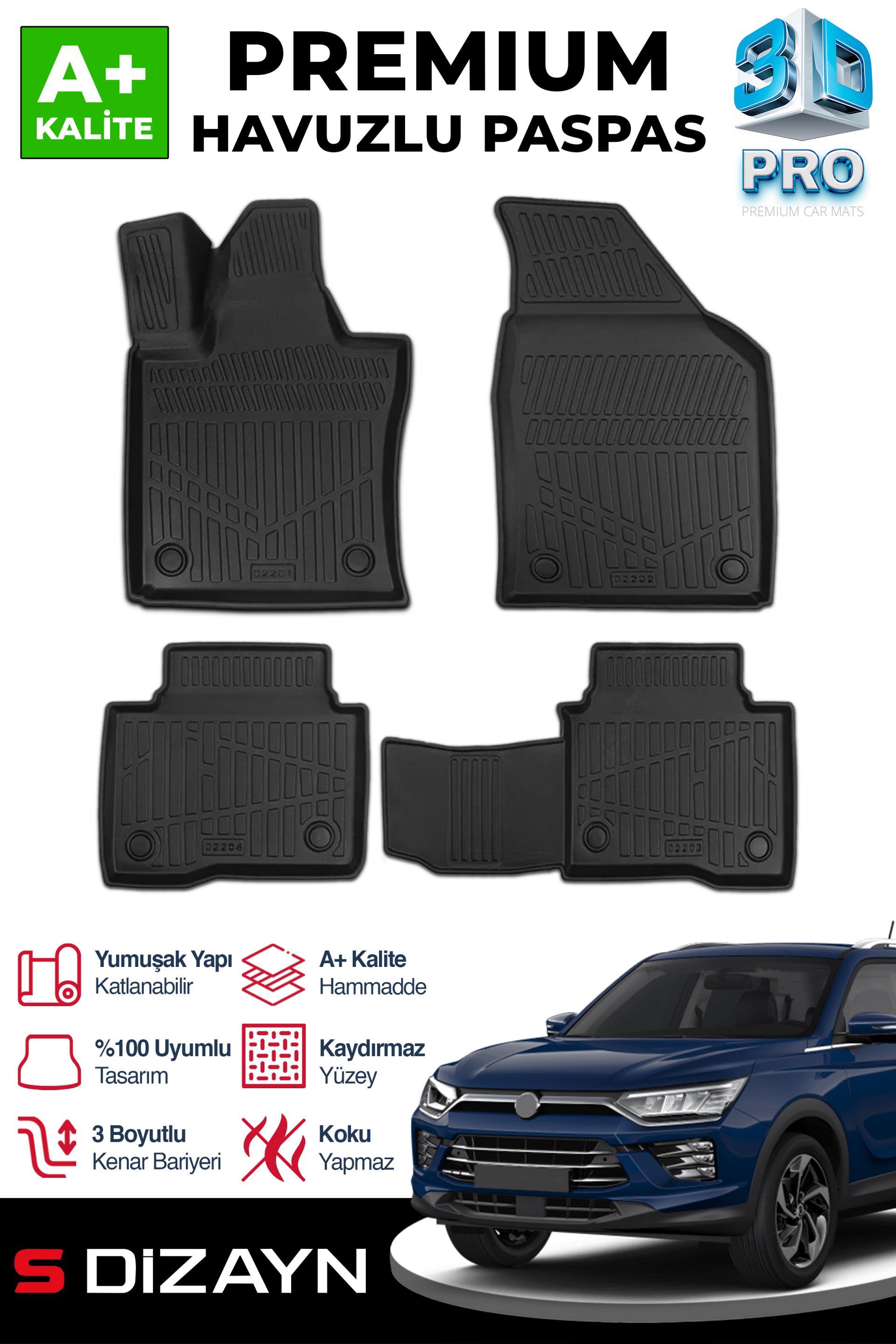 S-Dizayn Ssangyong Korando 3D Pro Havuzlu Paspas 2019 Üzeri A+ Kalite