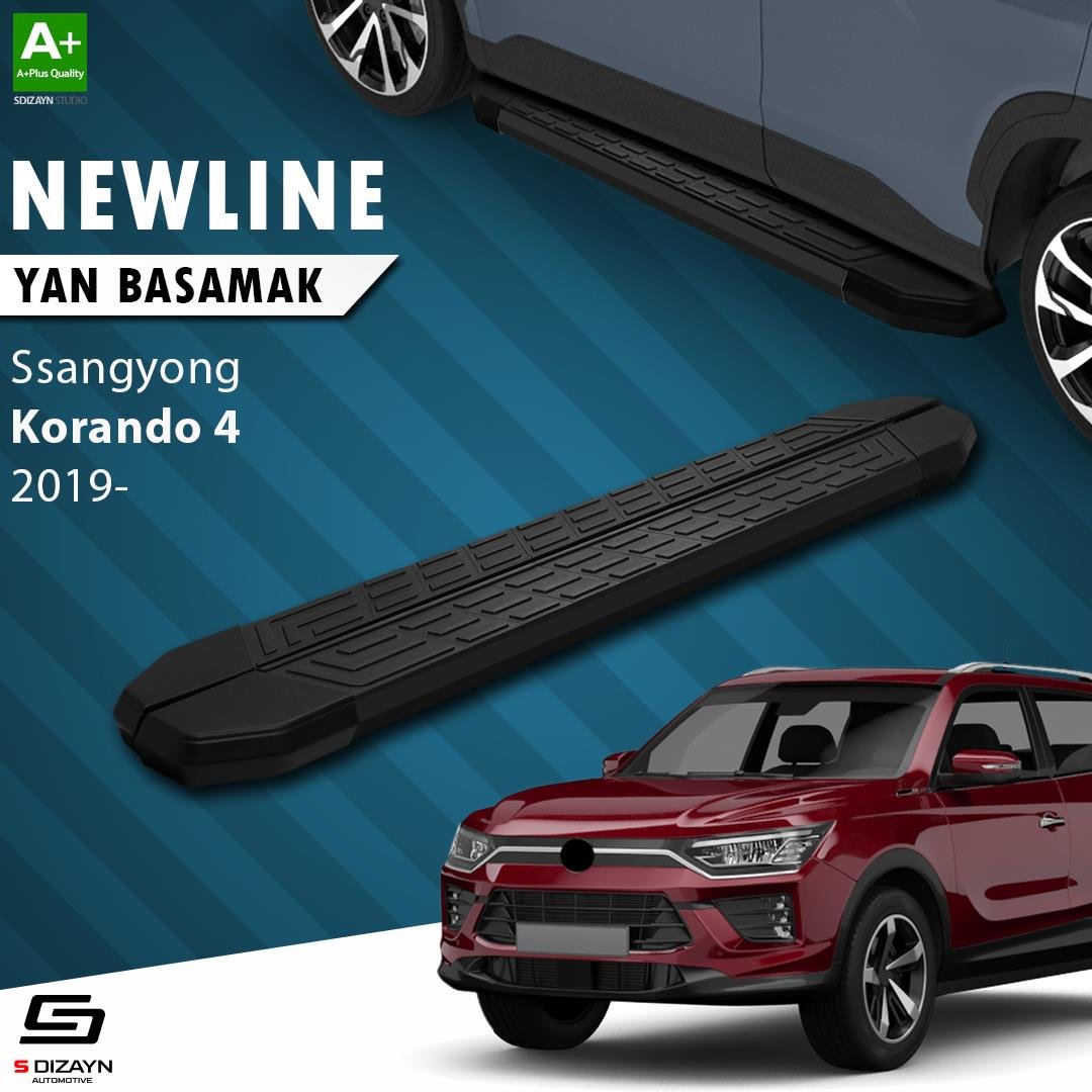 S-Dizayn Ssangyong Korando NewLine Siyah Yan Basamak 183 Cm 2019 Üzeri A+ Kalite