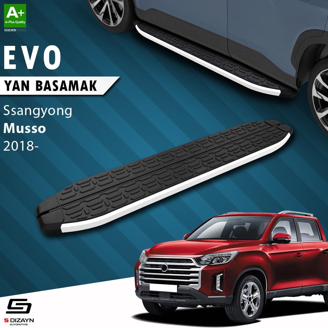S-Dizayn Ssangyong Musso Evo Aluminyum Yan Basamak 203 Cm 2018 Üzeri A+ Kalite