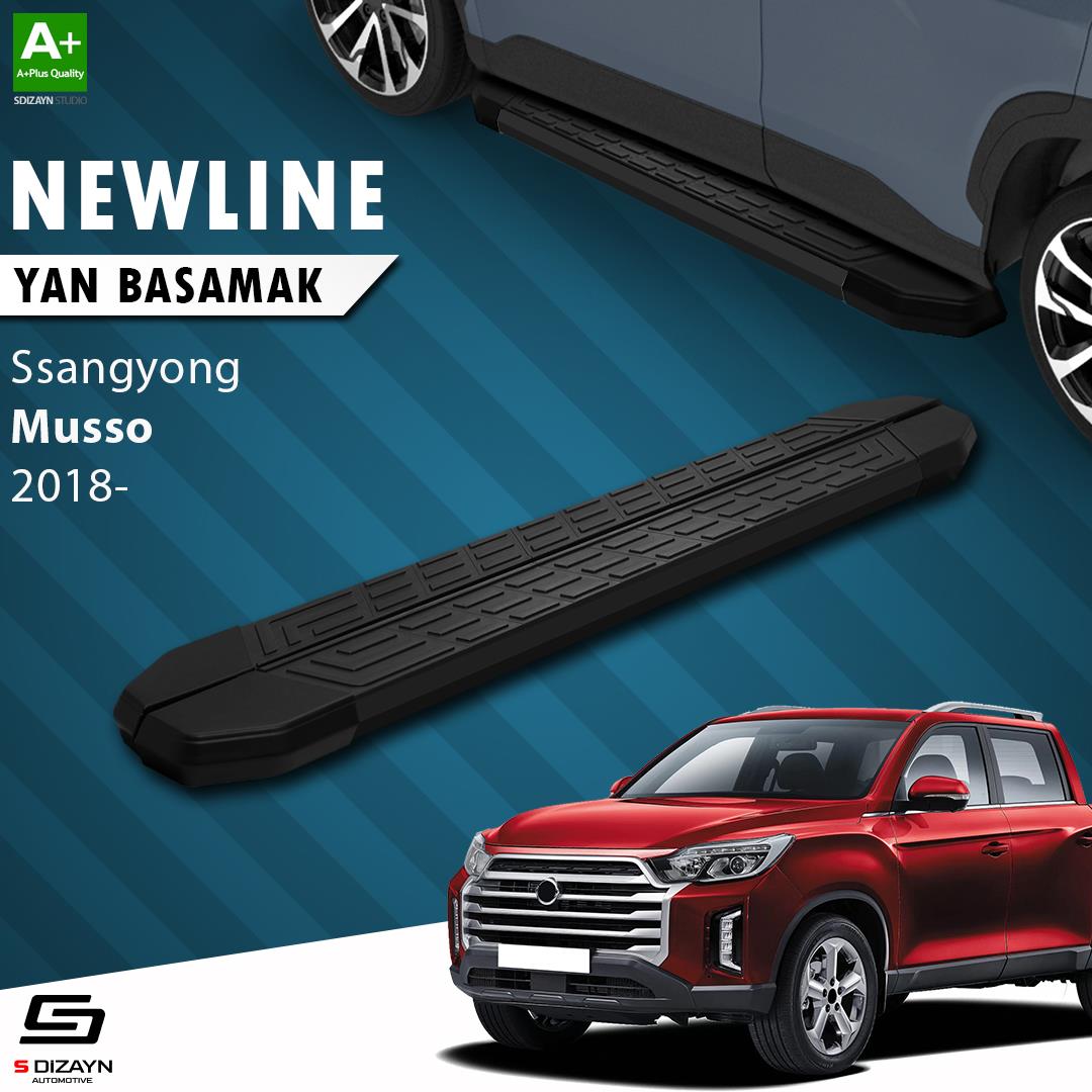 S-Dizayn Ssangyong Musso NewLine Siyah Yan Basamak 203 Cm 2018 Üzeri A+ Kalite