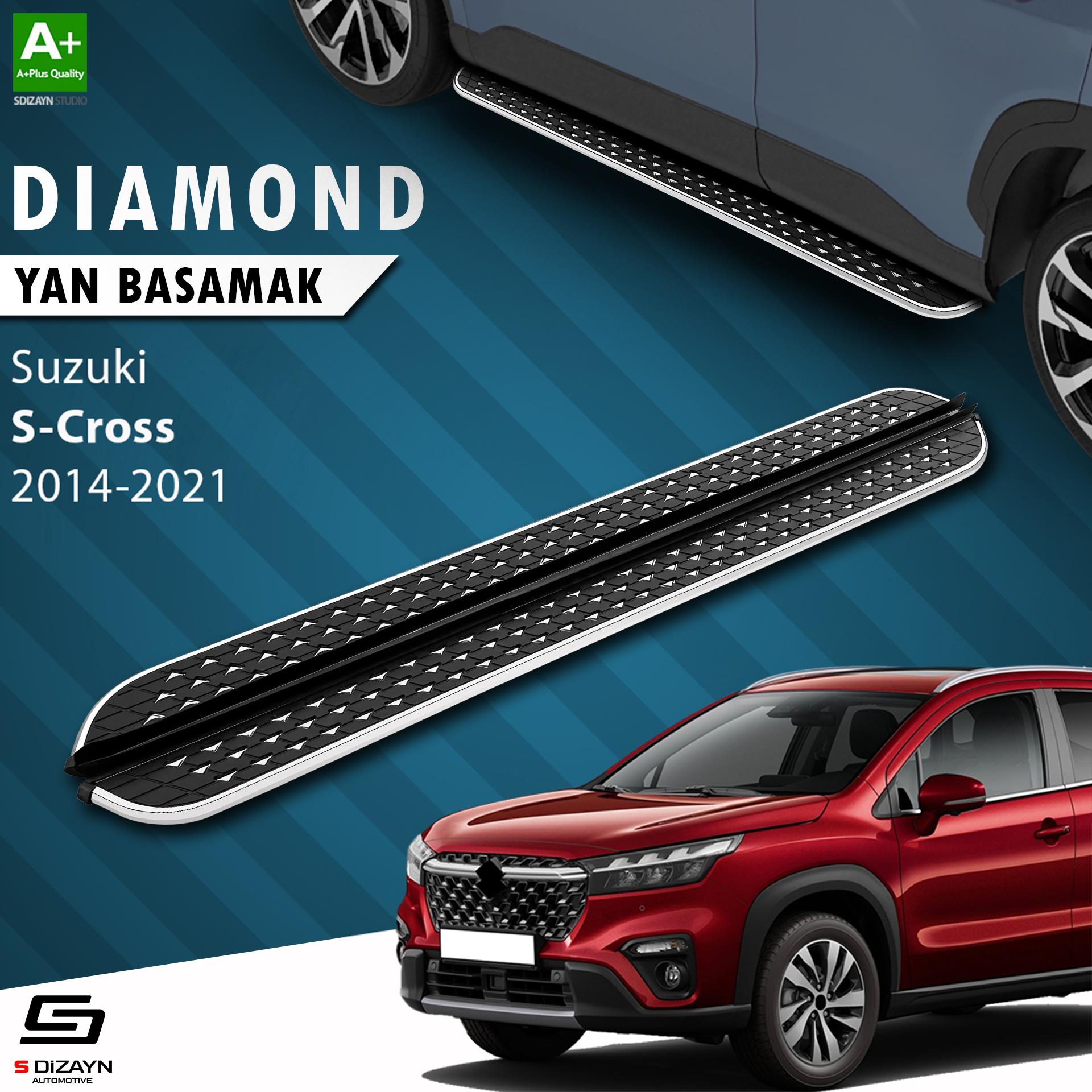 S-Dizayn Suzuki SX4 2 S-Cross Diamond Krom Yan Basamak 173 Cm 2014-2021 A+ Kalite