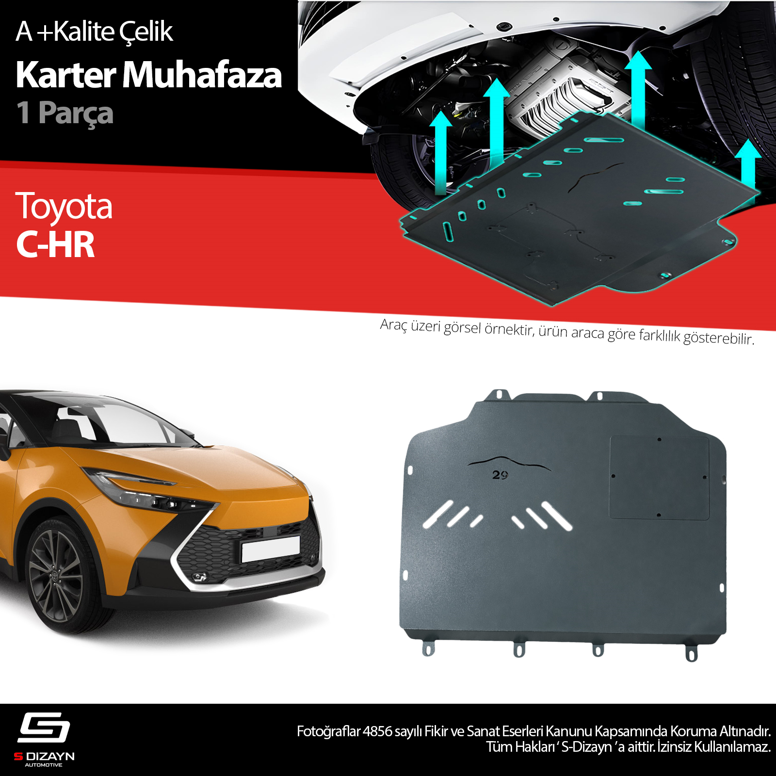 S-Dizayn Toyota C-HR Çelik Karter Muhafaza 2023 Üzeri A+ Kalite