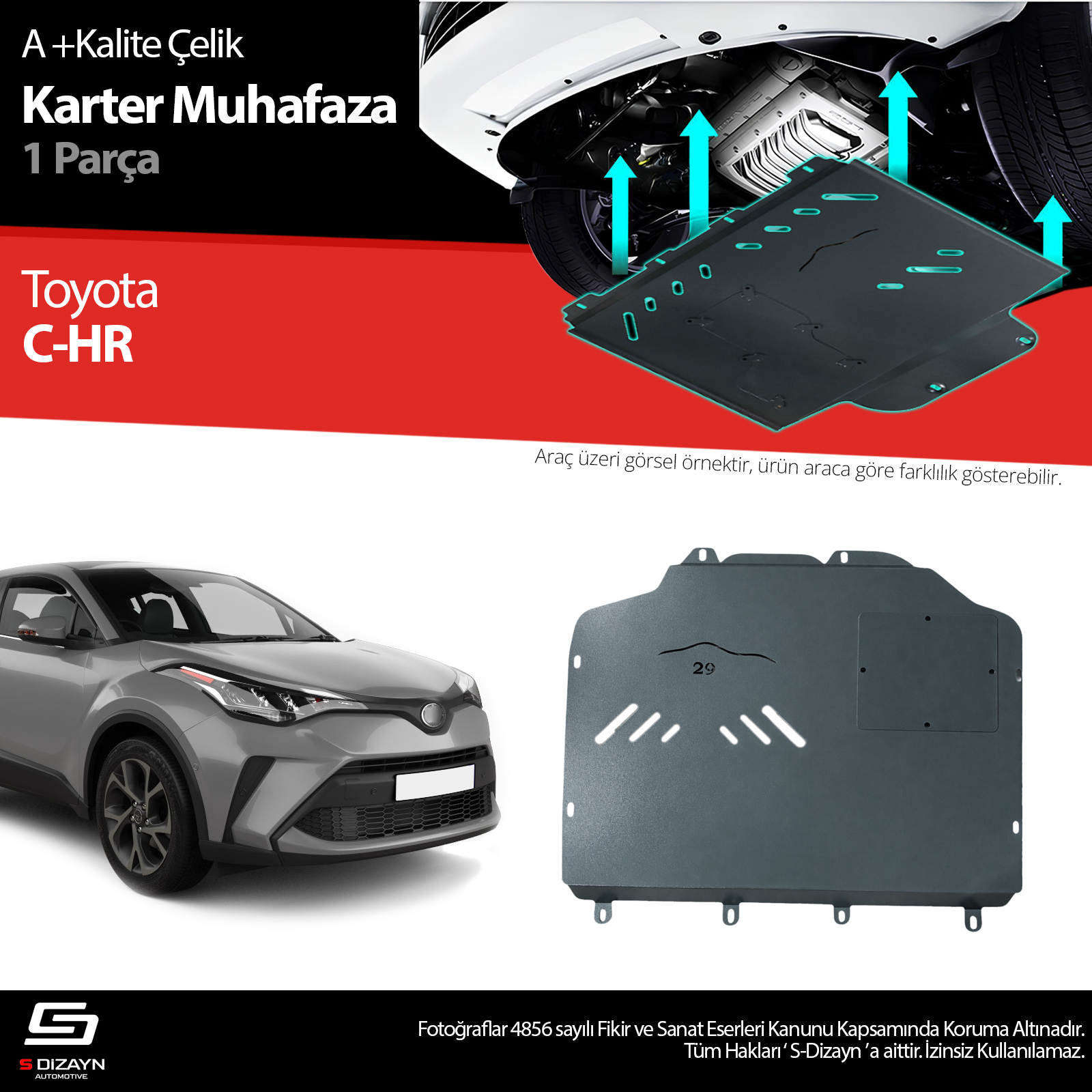 S-Dizayn Toyota C-HR Çelik Karter Muhafaza 2016-2023 A+ Kalite
