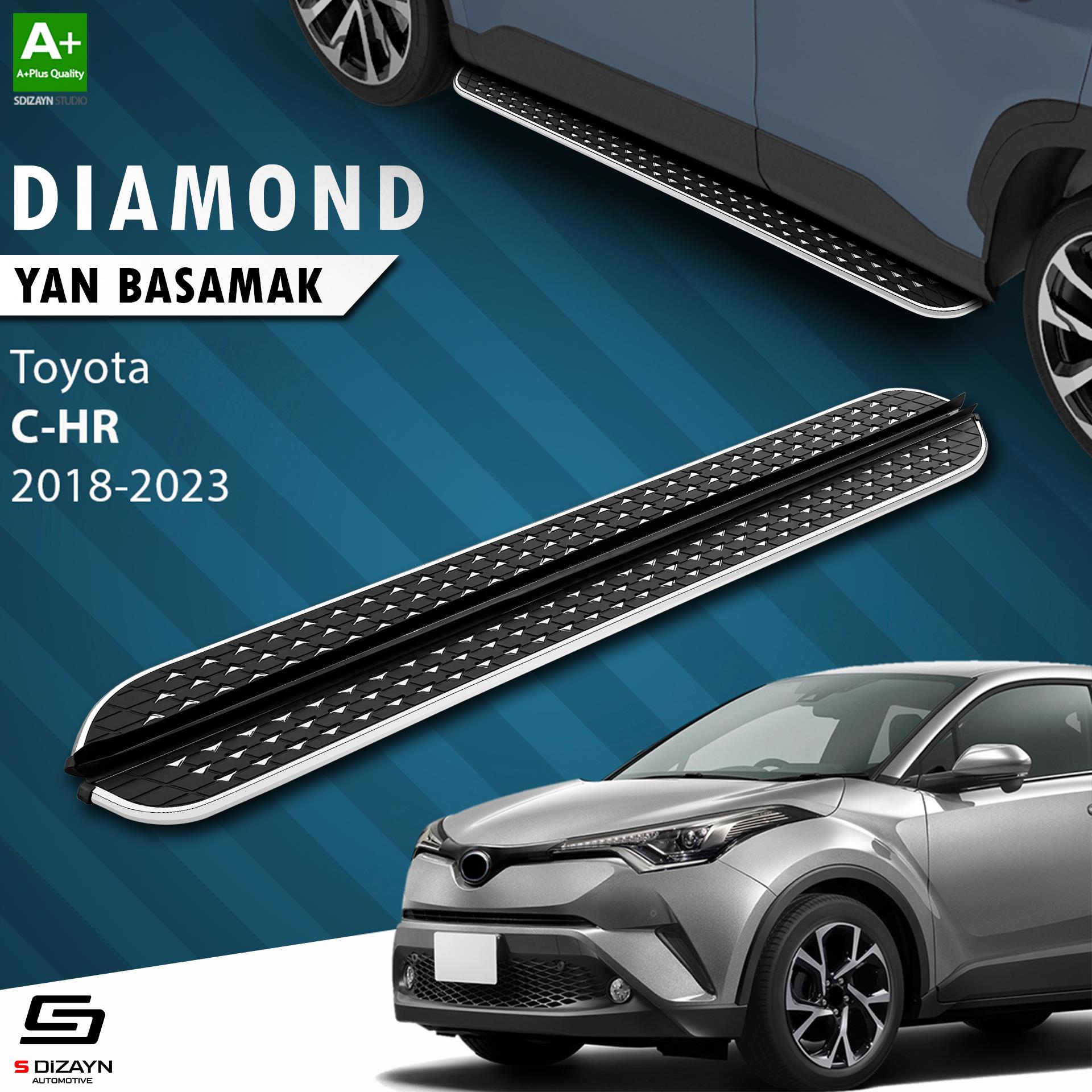 S-Dizayn Toyota C-HR Diamond Krom Yan Basamak 173 Cm 2016-2023 A+ Kalite