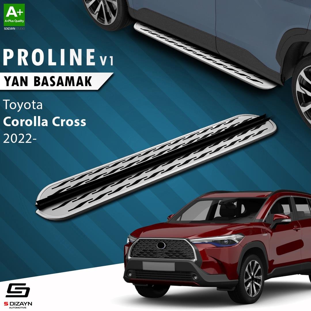 S-Dizayn Toyota Corolla Cross OEM Still Pro V2 Aluminyum Yan Basamak 183 Cm 2022 Üzeri A+ Kalite