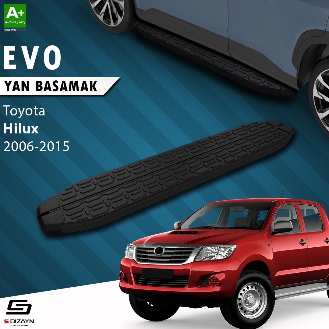 S-Dizayn Toyota Hilux 7 Evo Siyah Yan Basamak 203 Cm 2006-2015 A+ Kalite