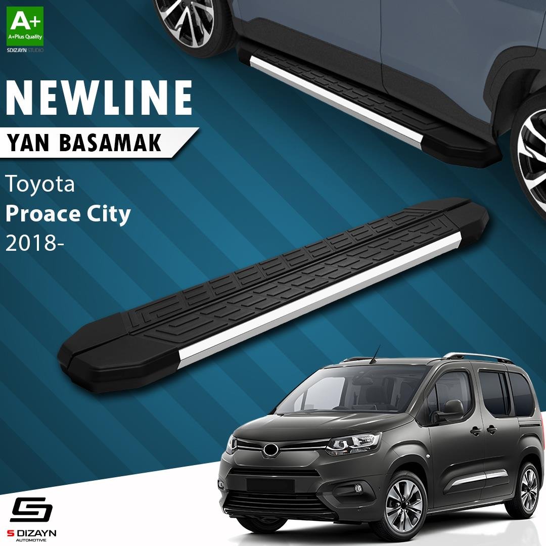 S-Dizayn Toyota Proace City Uzun Şase NewLine Krom Yan Basamak 213 Cm 2018 Üzeri A+ Kalite