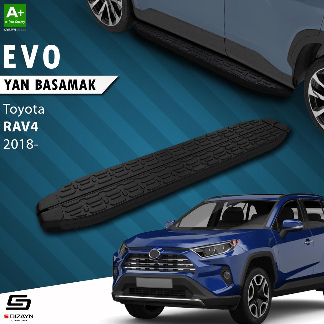 S-Dizayn Toyota RAV 4 5 Evo Siyah Yan Basamak 173 Cm 2018 Üzeri A+ Kalite
