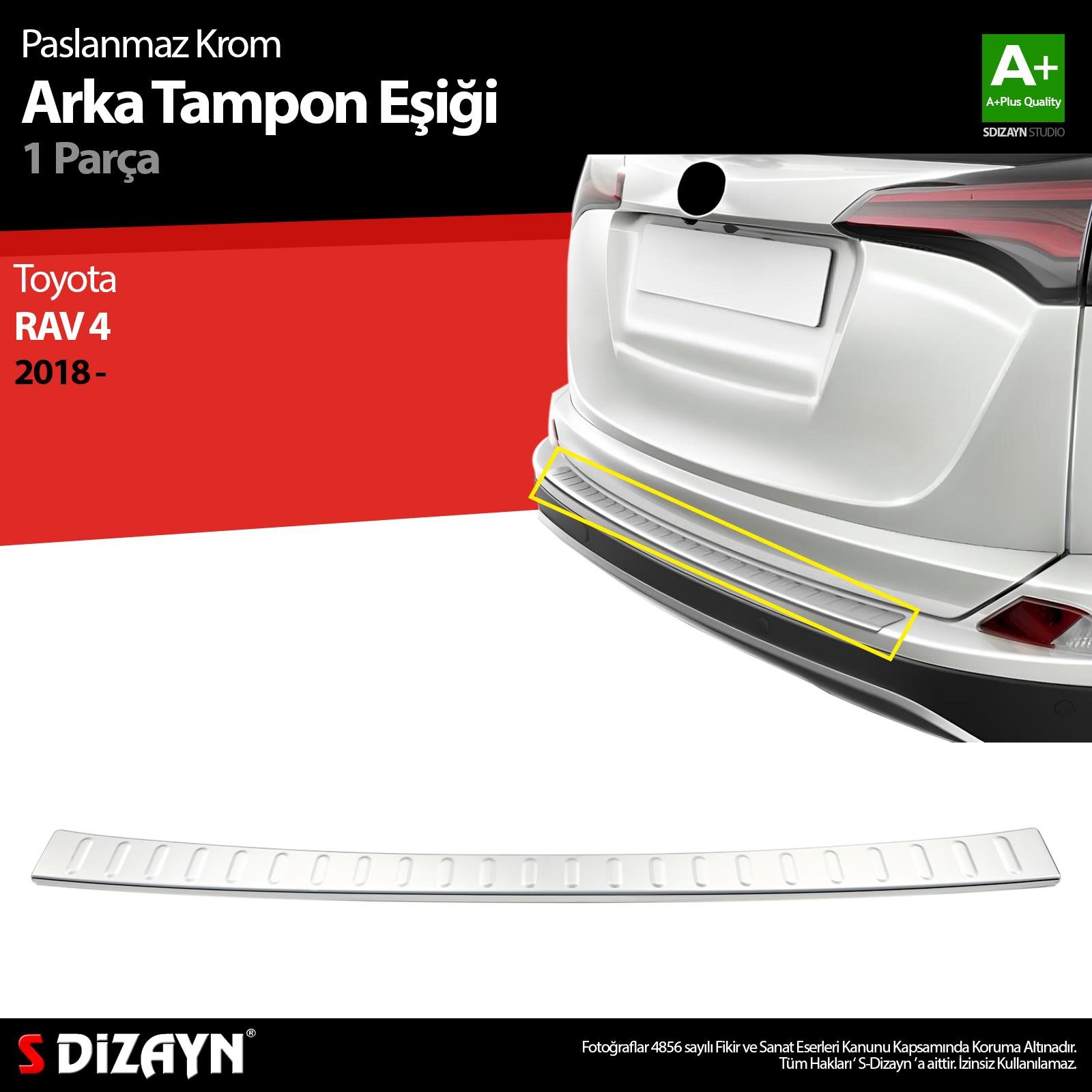 S-Dizayn Toyota Rav4 Krom Arka Tampon Eşiği 2018 Üzeri