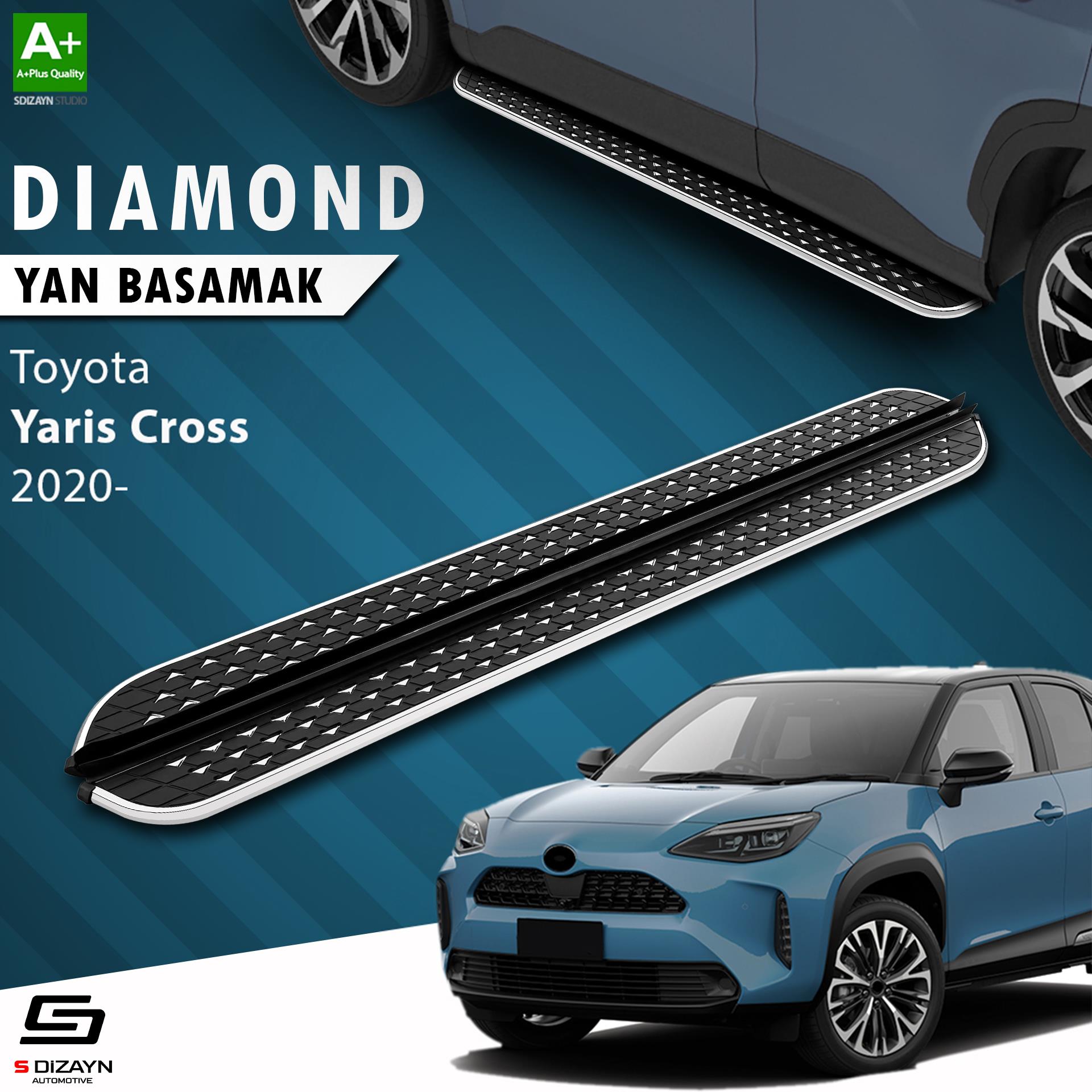 S-Dizayn Toyota Yaris Cross Diamond Krom Yan Basamak 183 Cm 2020 Üzeri A+ Kalite