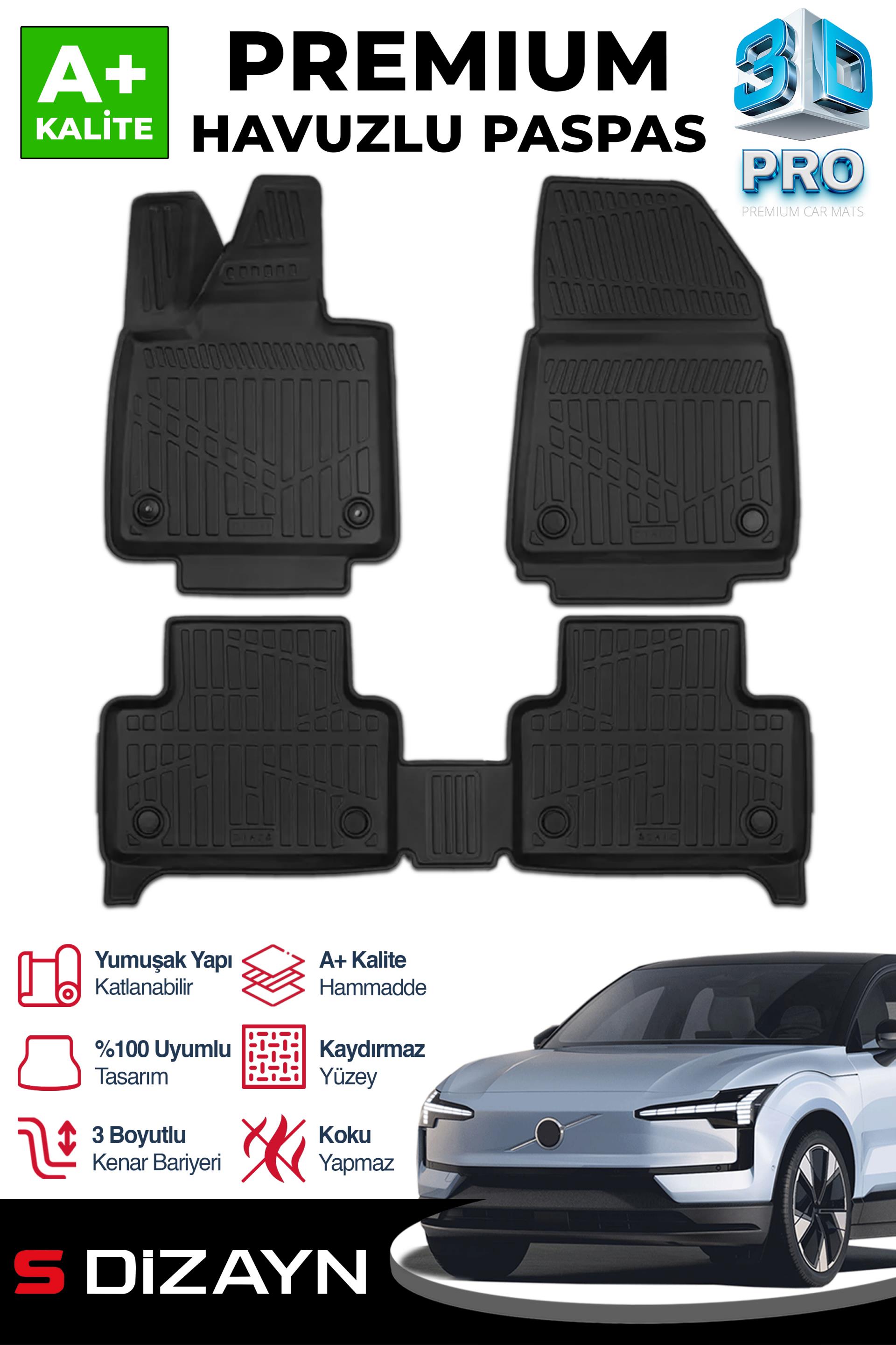 S-Dizayn Volvo EX30 3D Pro Havuzlu Paspas 2025 Üzeri A+ Kalite