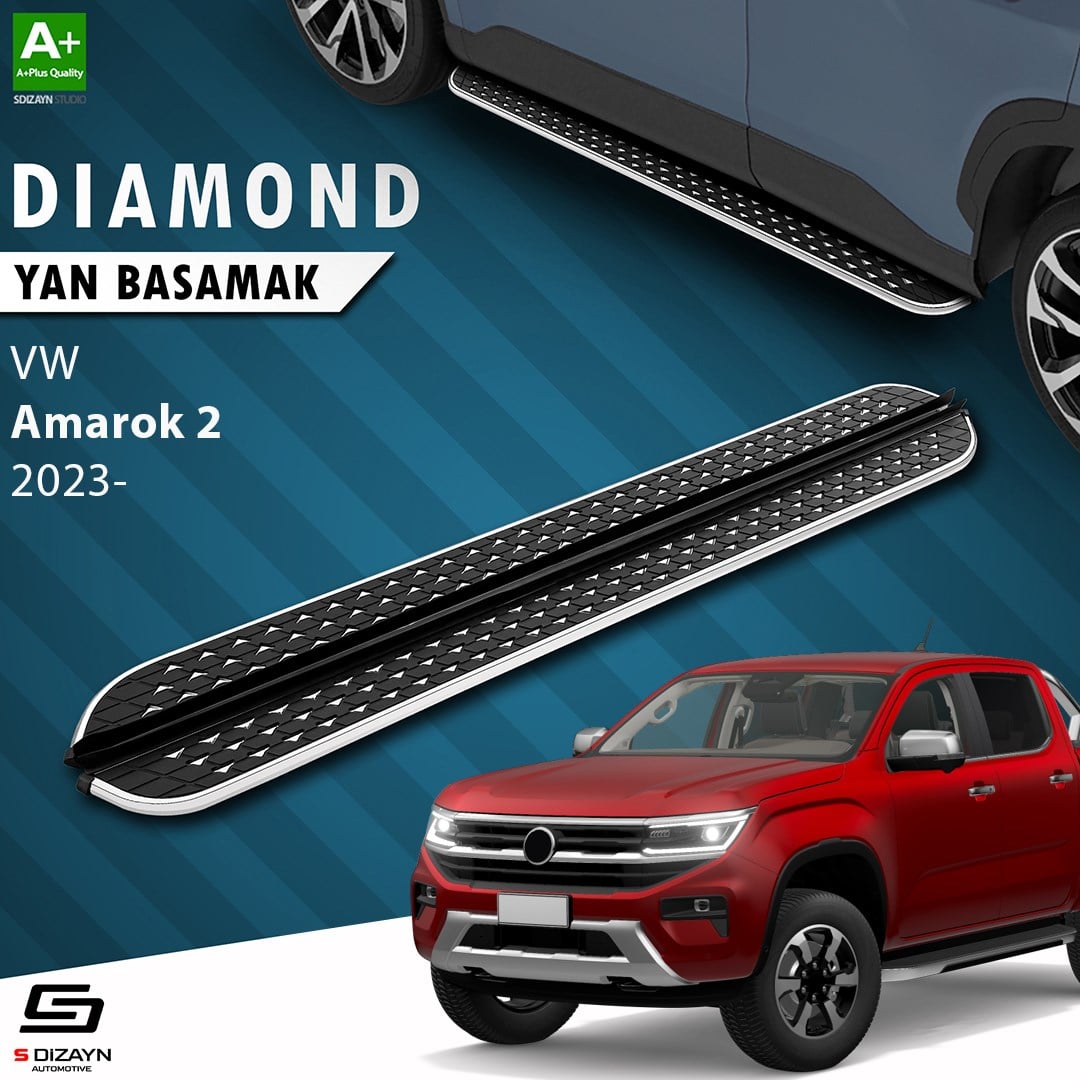 S-Dizayn VW Amarok 2 Diamond Krom Yan Basamak 203 Cm 2023 Üzeri A+ Kalite