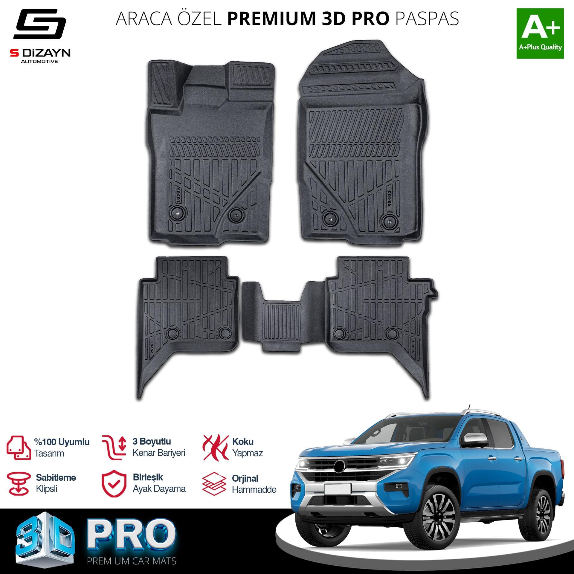 S-Dizayn VW Amarok 3D Pro Havuzlu Paspas 2023 Üzeri A+ Kalite