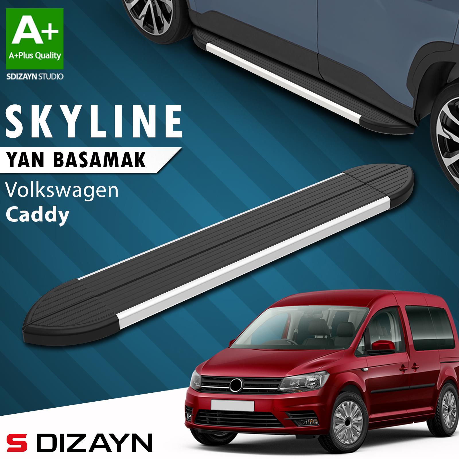 S-Dizayn VW Caddy 3 Skyline Aluminyum Yan Basamak 193 Cm 2004-2020 A+ Kalite