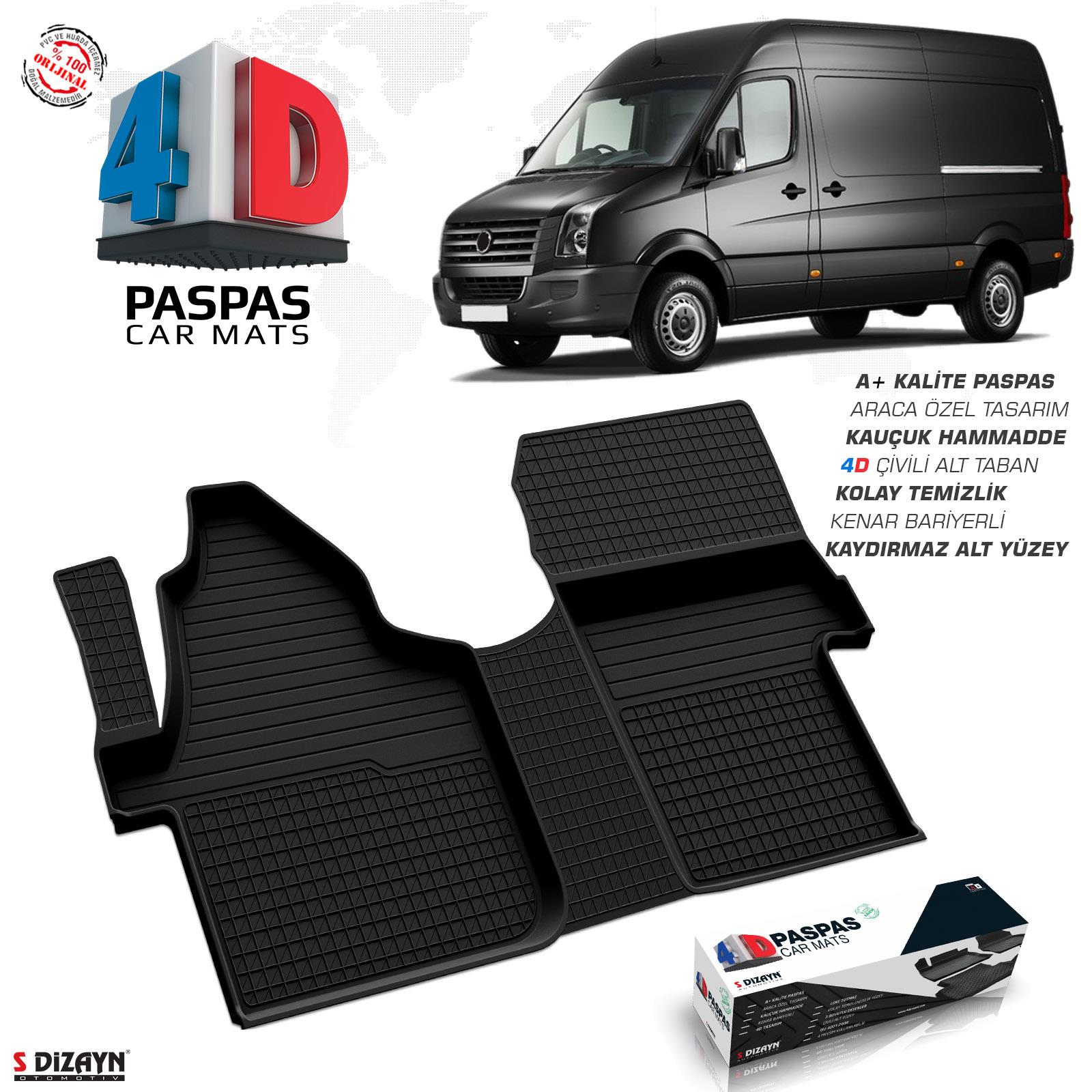 S-Dizayn VW Crafter 4D Havuzlu Paspas 2006 Üzeri Ön Çift Koltuk