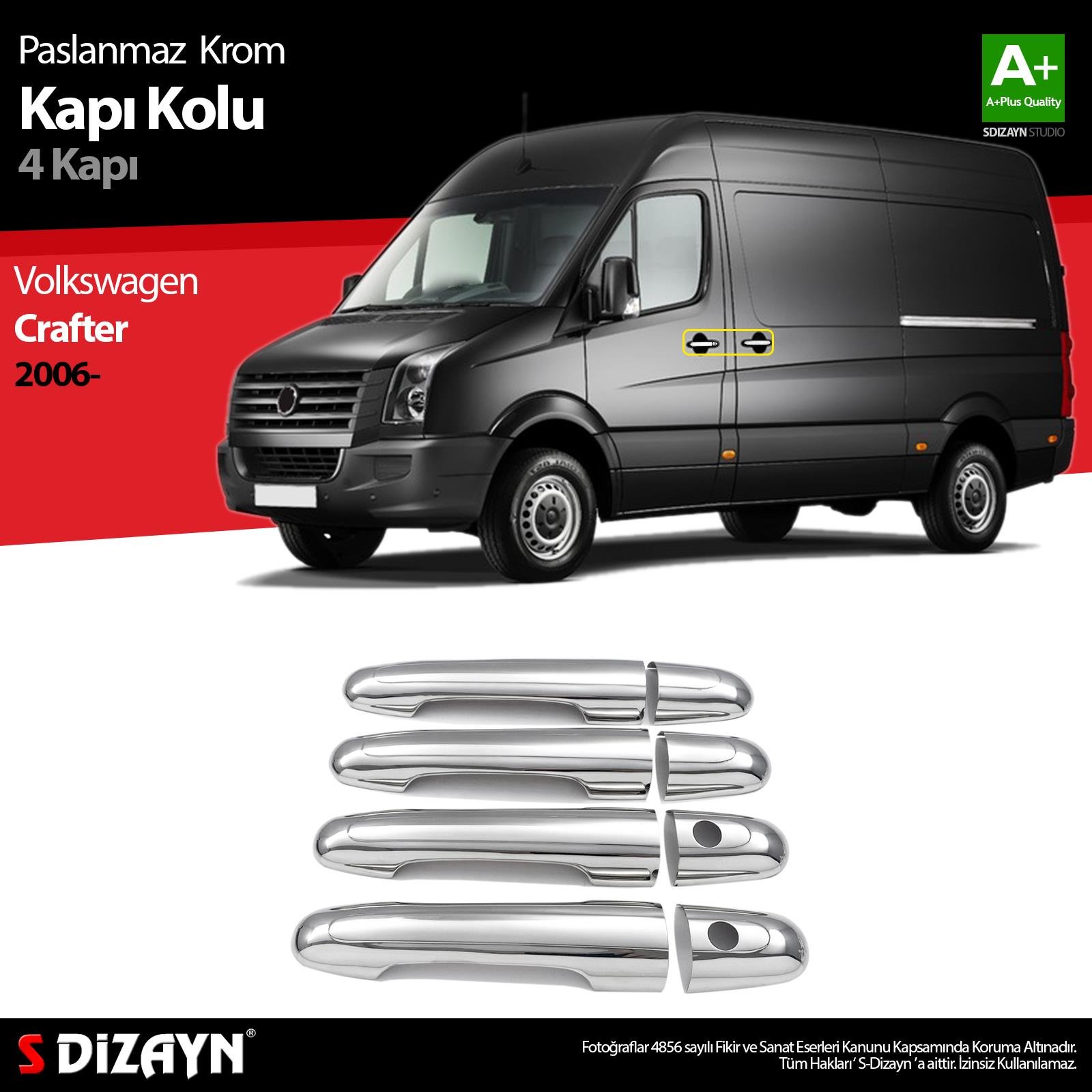 S-Dizayn VW Crafter Krom Kapı Kolu 4 Kapı 2006-2017