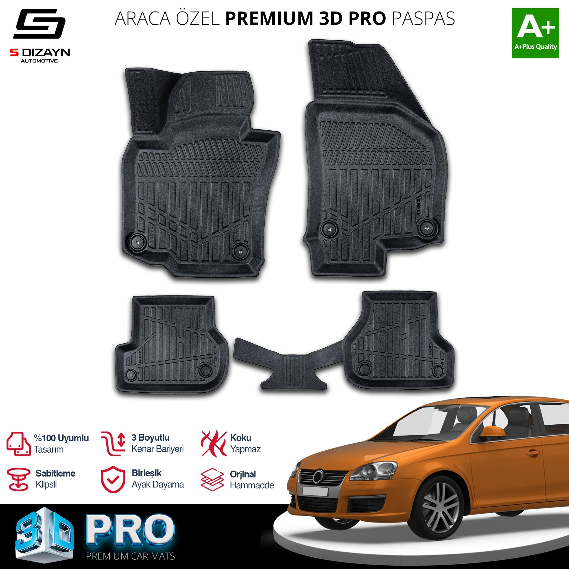 S-Dizayn VW Jetta 3D Pro Havuzlu Paspas 2008-2010 A+ Kalite