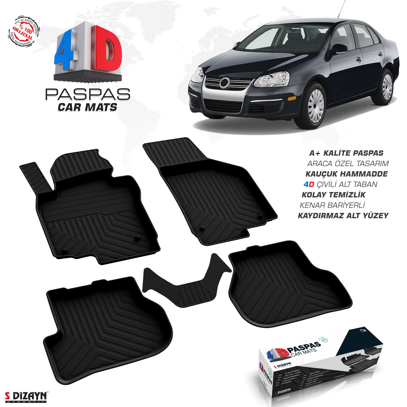 S-Dizayn VW Jetta 4D Havuzlu Paspas 2005-2010 A+Kalite