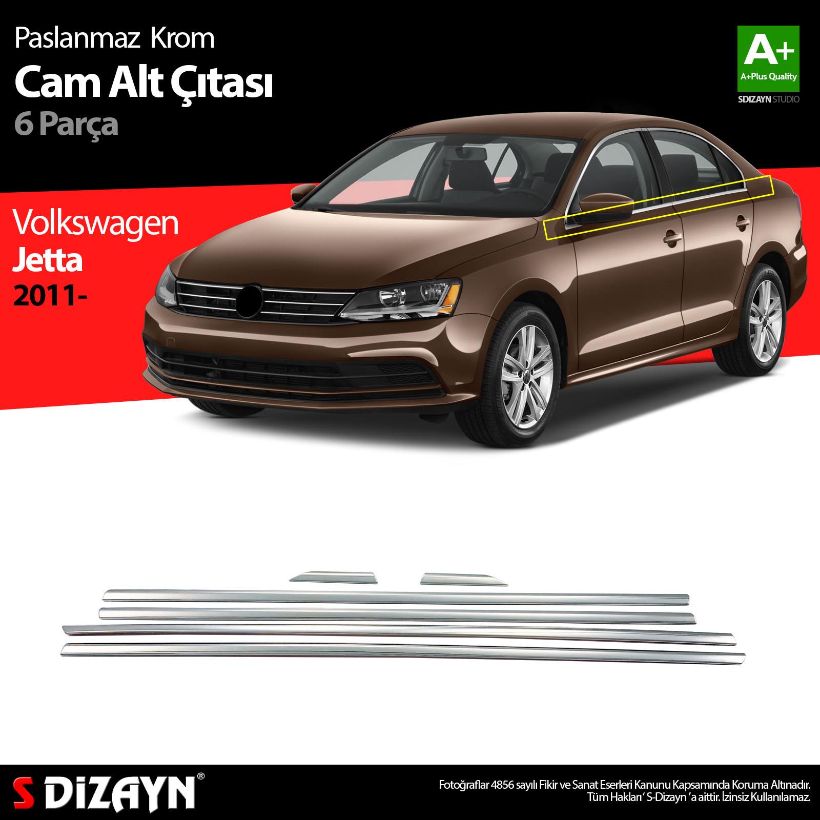 S-Dizayn VW Jetta Krom Cam Çıta 6 Prç 2011-2019