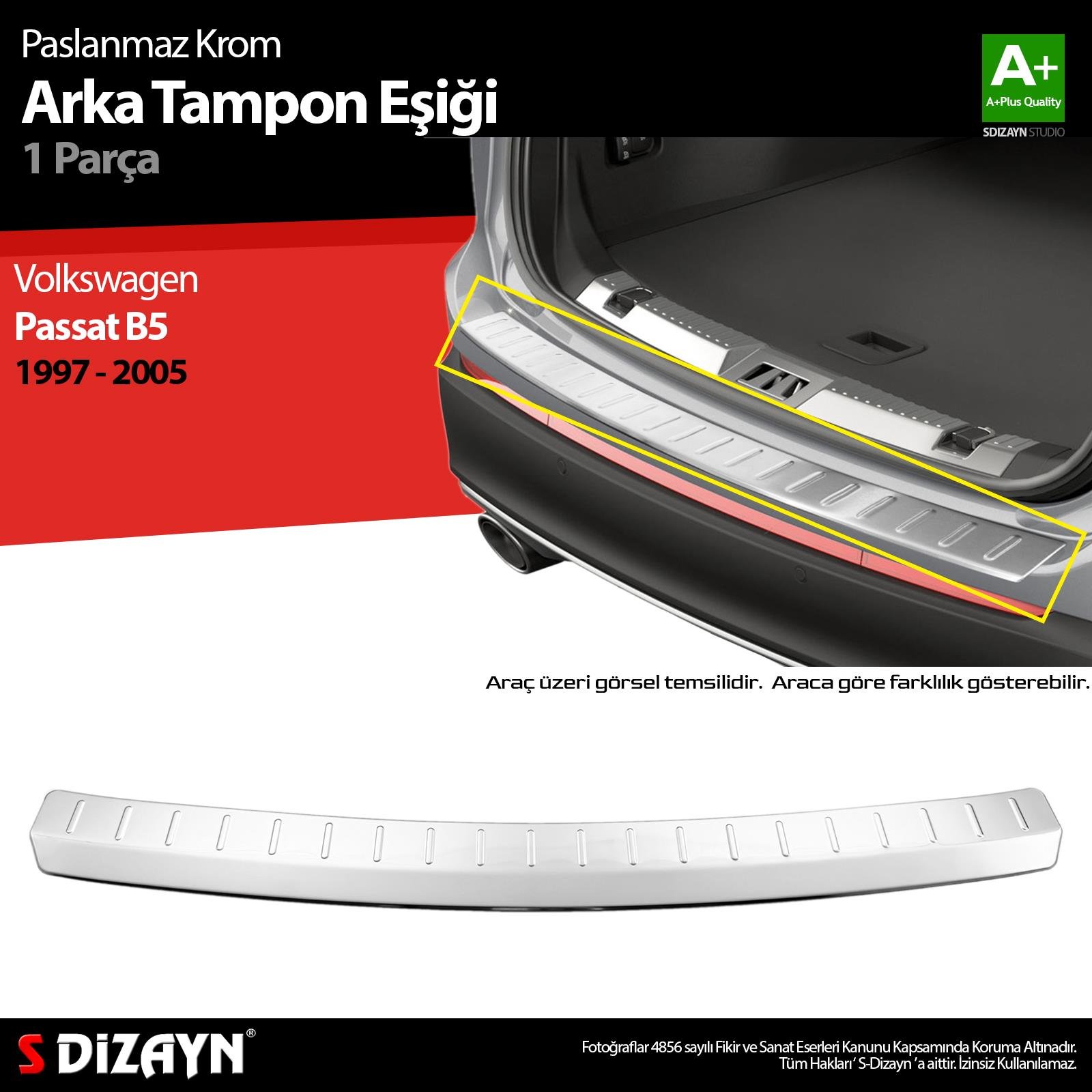 S-Dizayn VW Passat B5 Sw Krom Arka Tampon Eşiği 1997-2005