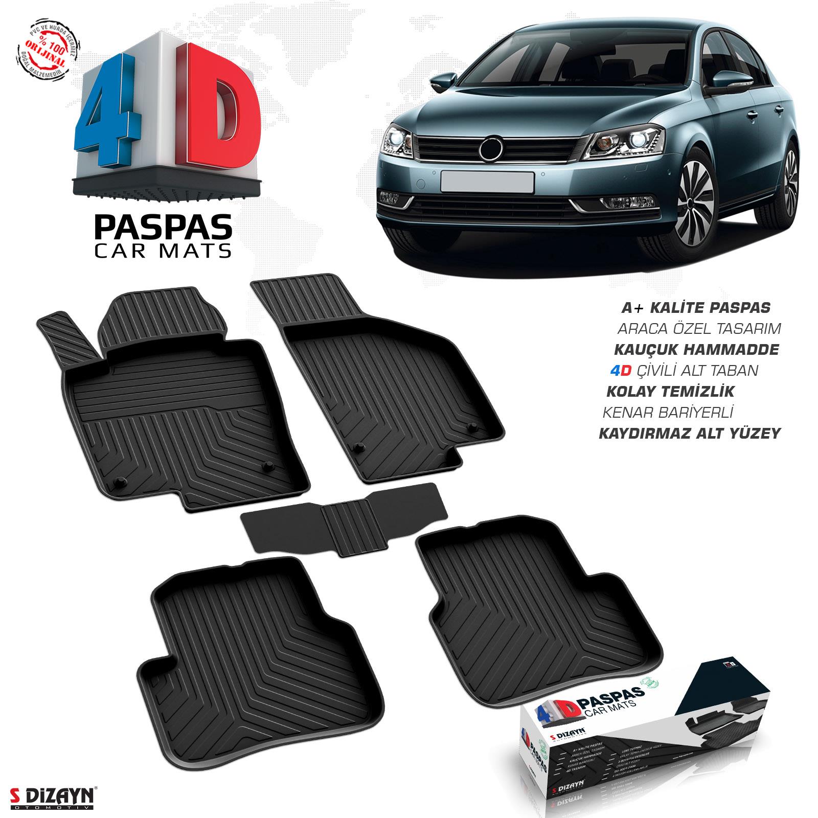 S-Dizayn VW Passat B7 4D Havuzlu Paspas 2011-2014 A+Kalite