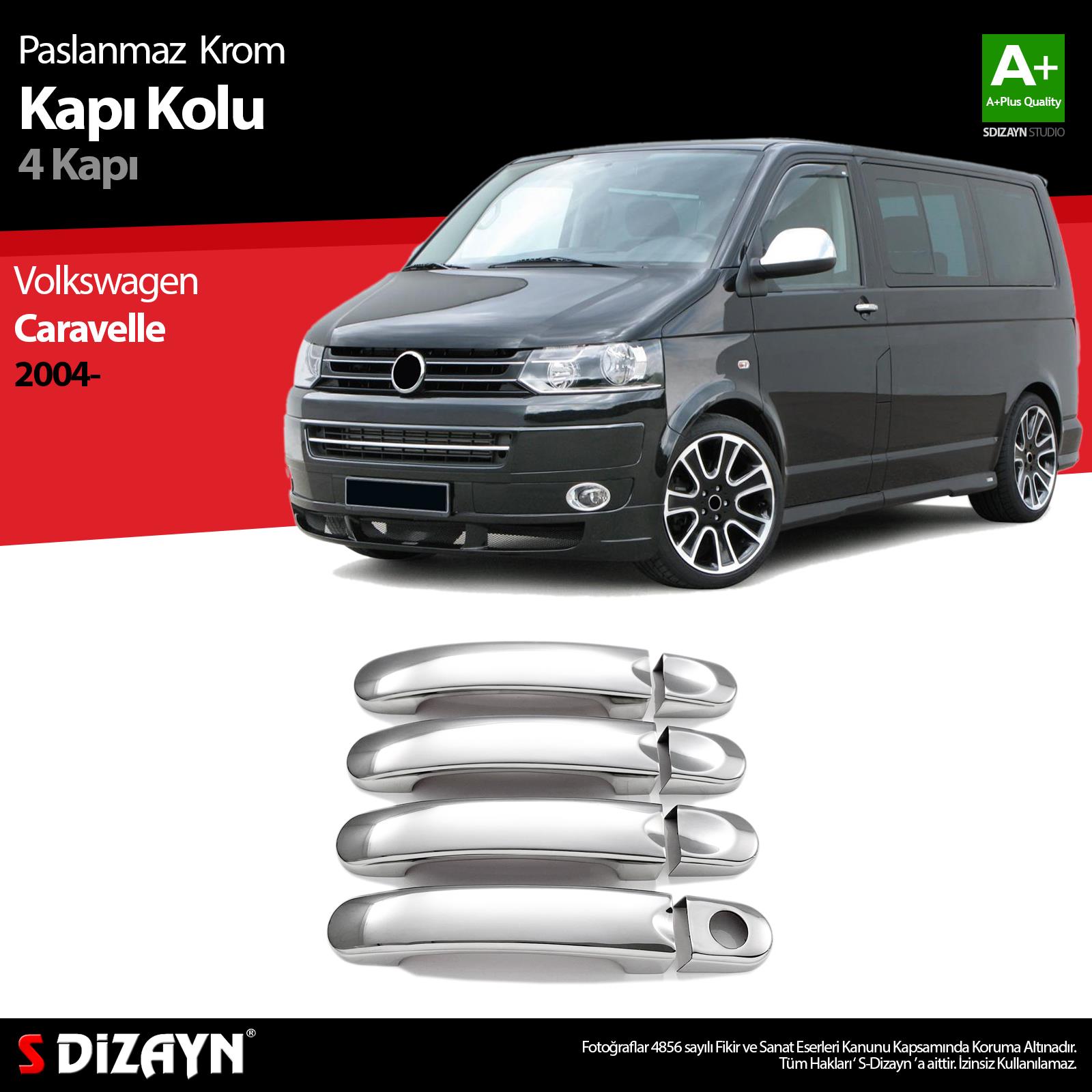 S-Dizayn VW T5 Caravelle Krom Kapı Kolu 4 Kapı 2004-2015