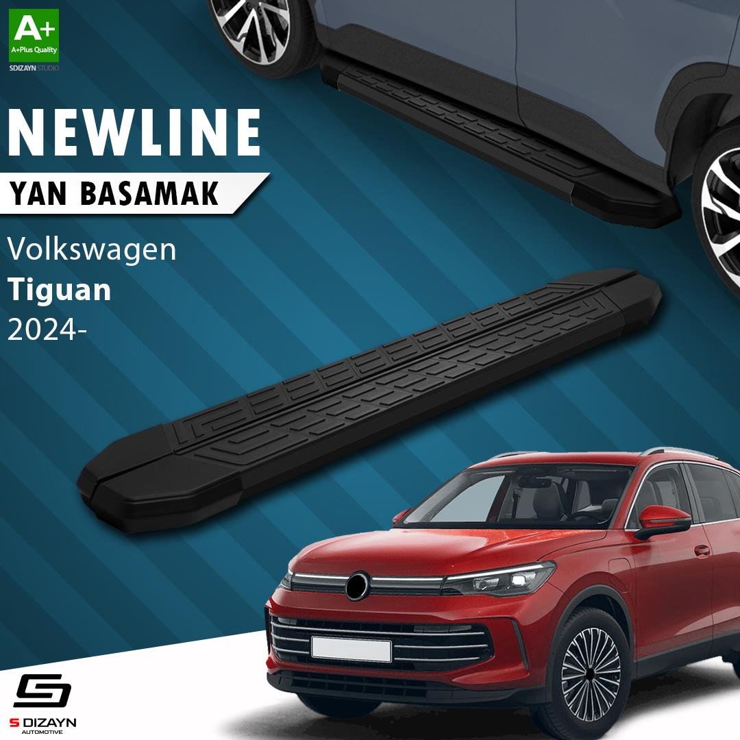 S-Dizayn VW Tiguan 3 NewLine Siyah Yan Basamak 183 Cm 2024 Üzeri A+ Kalite