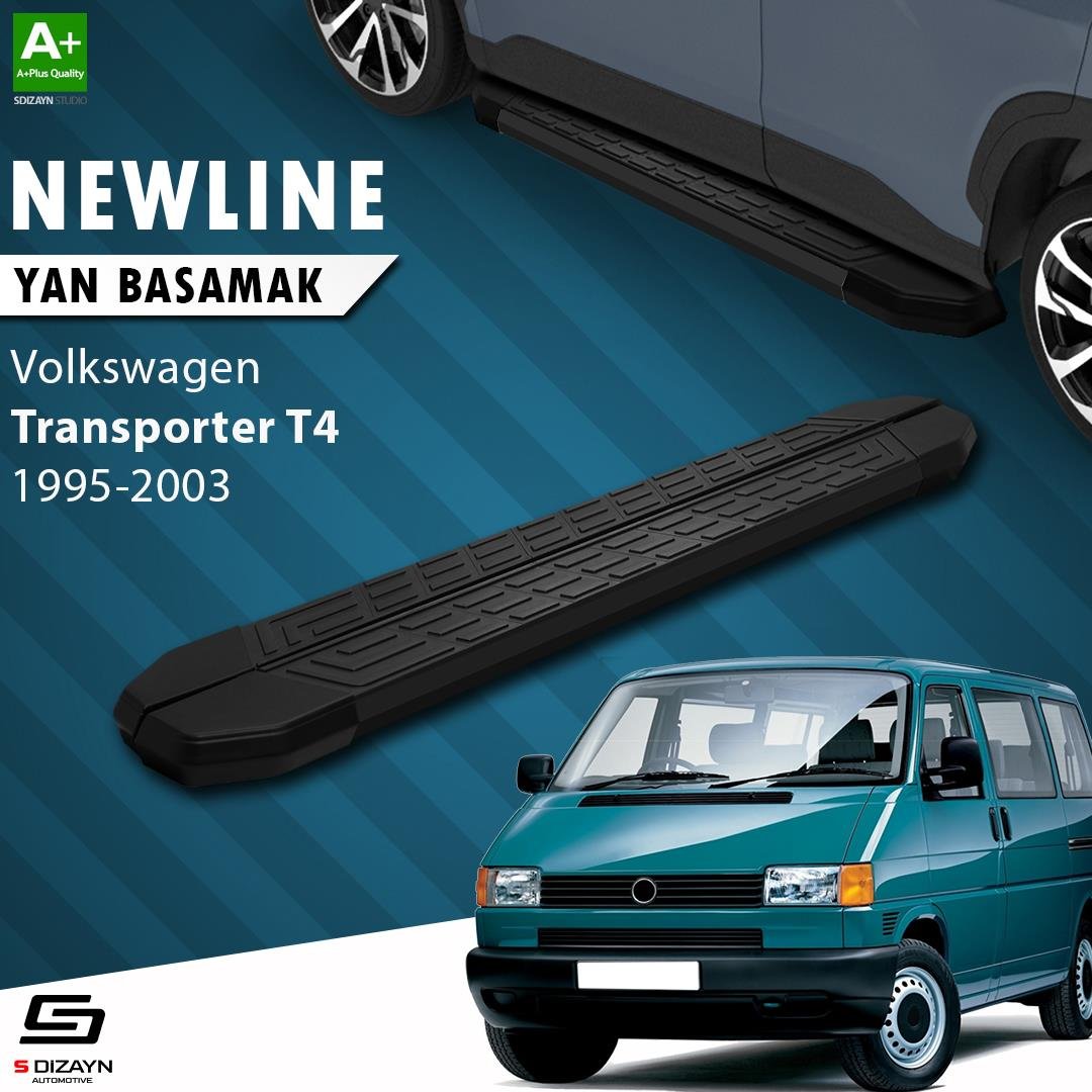 S-Dizayn VW Transporter T4 Uzun Şase NewLine Siyah Yan Basamak 253 Cm 1995-2003 A+ Kalite
