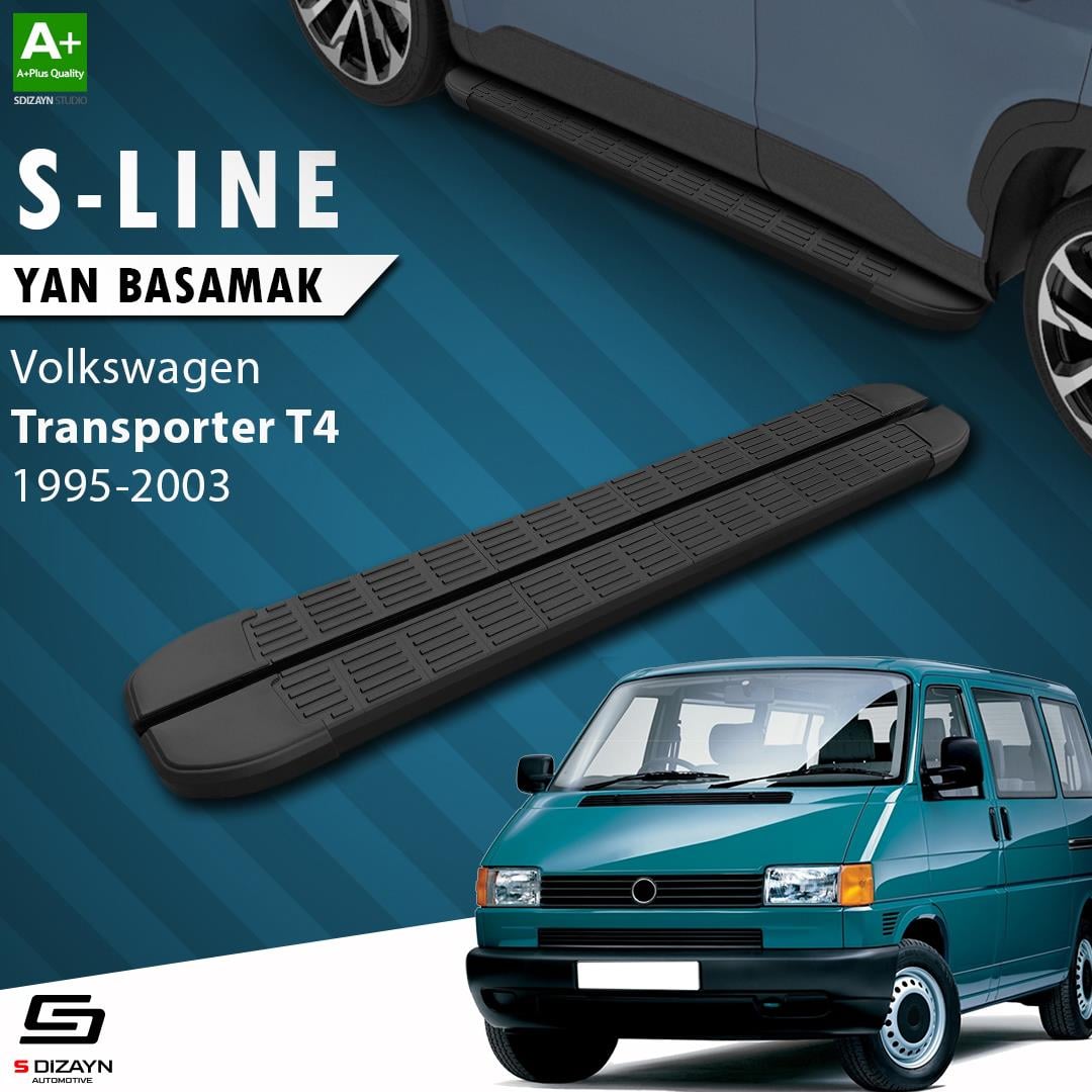 S-Dizayn VW Transporter T4 Uzun Şase S-Line Siyah Yan Basamak 253 Cm 1995-2003 A+ Kalite